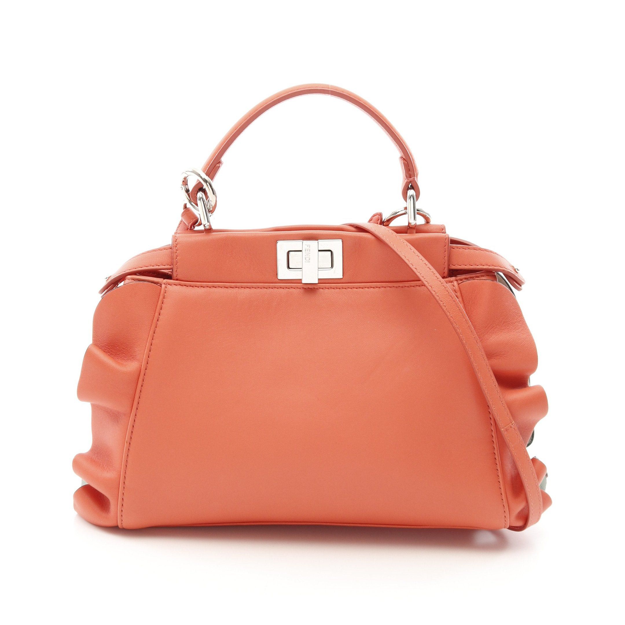 Fendi Fendi Ｍini Peekaboo Handbag Leather Coral Orange Size ONE SIZE - 1 Thumbnail