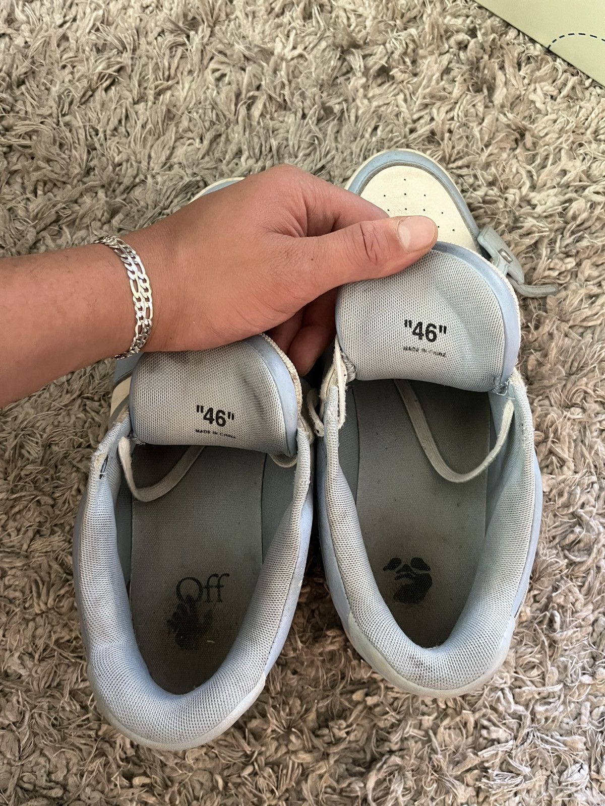 Off-White Off White Out Of Office Calf Leather Sneaker Light Blue Size US 13 / EU 46 - 11 Thumbnail