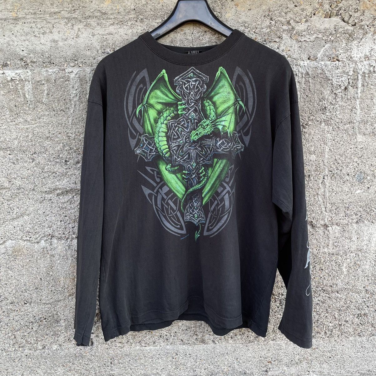 Band Tees × Vintage Vintage Spiral Longsleeve T-shirts Logo Dragon Y2K 90s USA Size US XL / EU 56 / 4 - 2 Thumbnail
