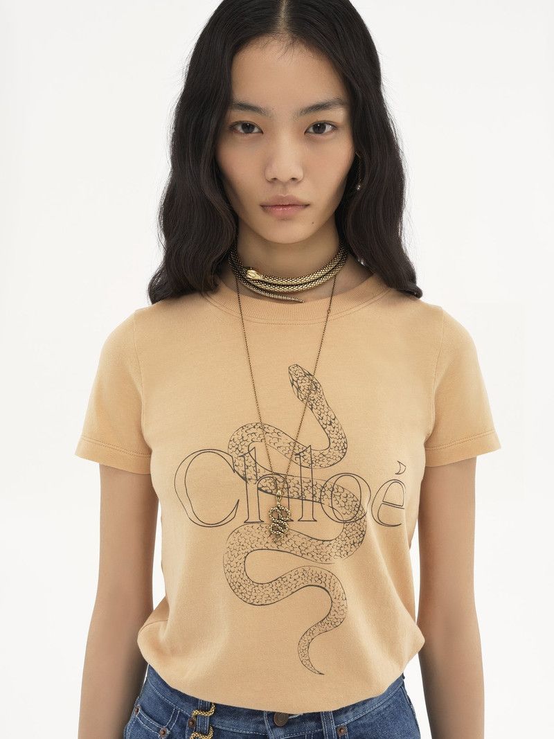 Chloe o1loc1c11125 T-Shirt in Milky Brown Size XS / US 0-2 / IT 36-38 - 5 Thumbnail