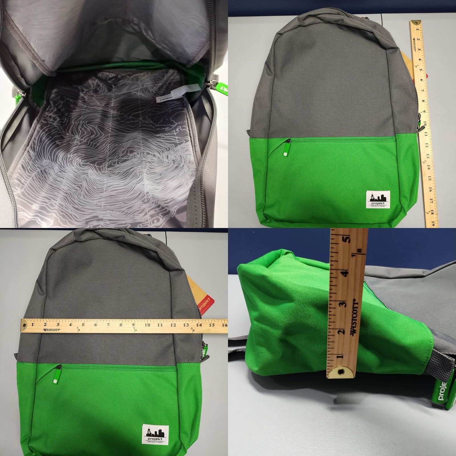 Y/Project Projekt Karl Unisex Backpack Green Gray Canvas Adjustable Straps Water Resistant Medium Color Green & Gray Backpack Unisex Adults Mens Womens Size ONE SIZE - 10 Thumbnail