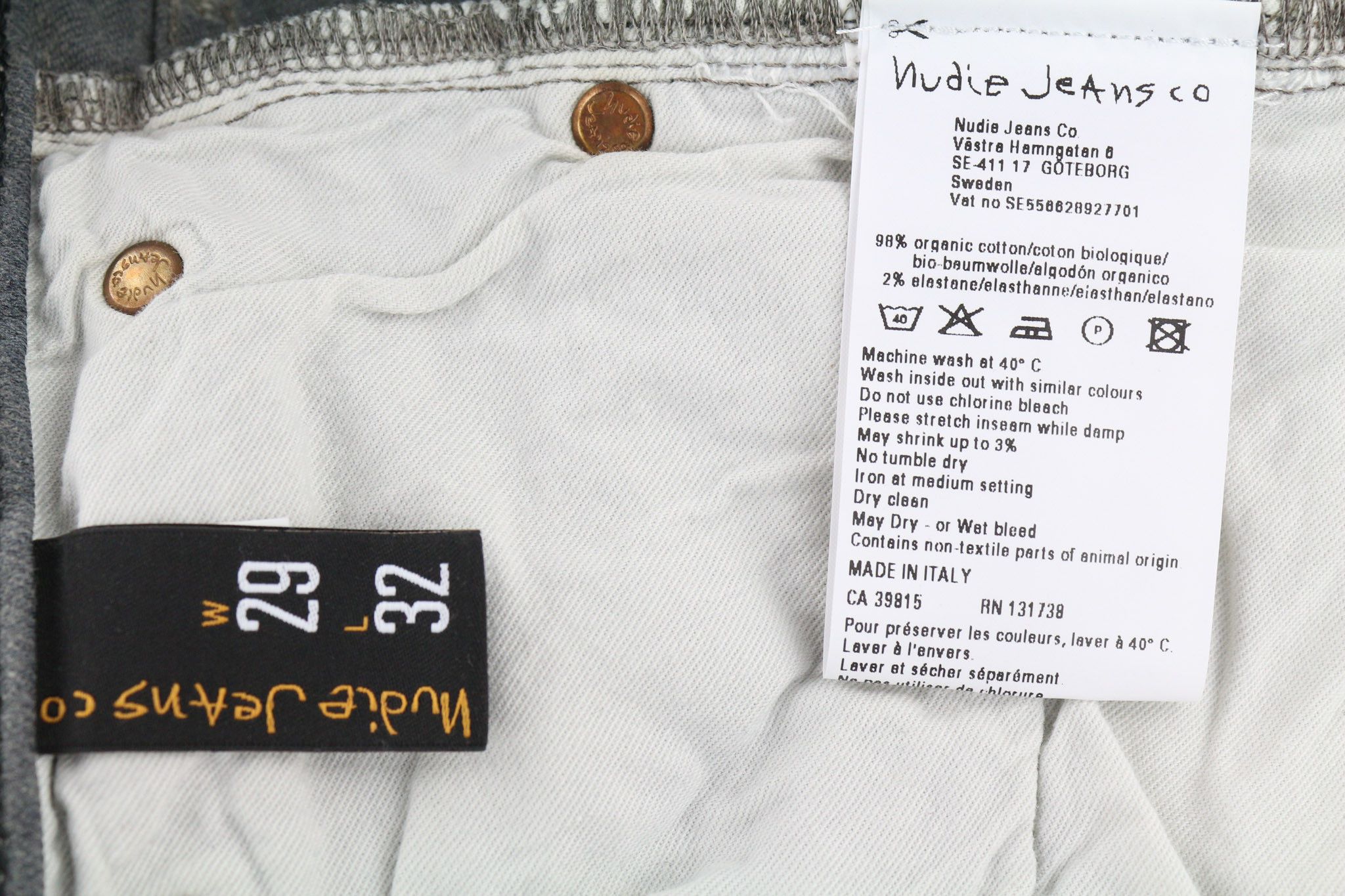 Nudie Jeans TIGHT LONG JOHN W29/L32 Organic Charcoal Denim Fit 80680 Size US 29 - 6 Thumbnail