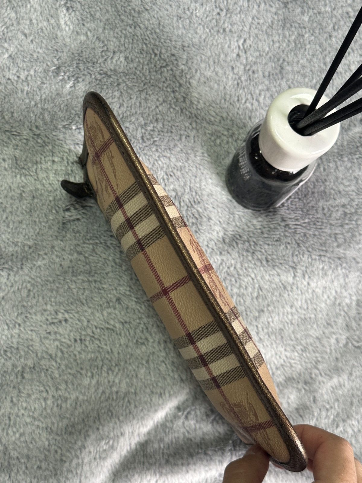 Burberry Burberry Nova Check Canvas Leather Clutch Bag Bronze Trim Size ONE SIZE - 12 Thumbnail