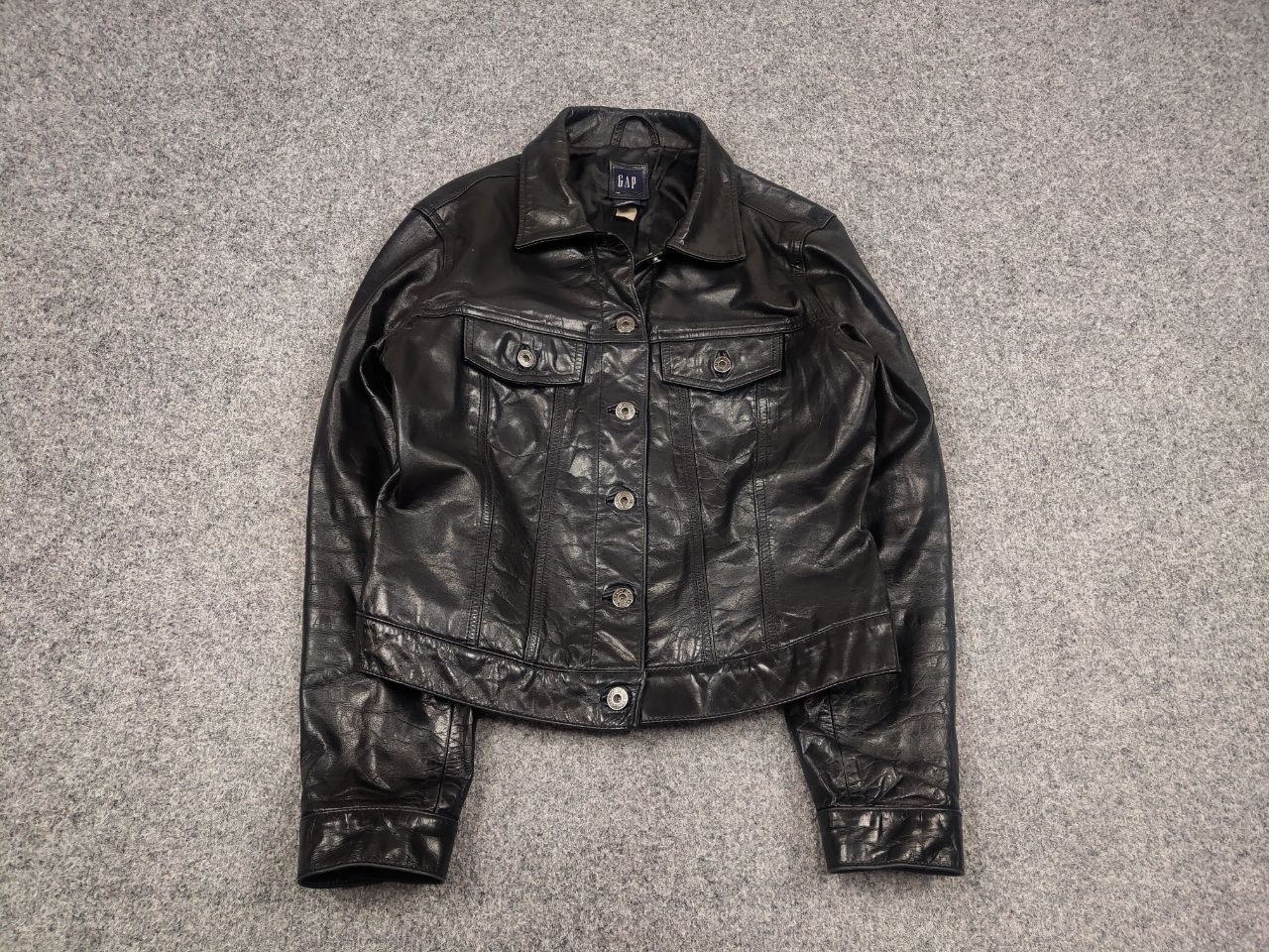 Gap Rare Gap Vintage 1999 Dyed Leather Trucker Rockstar Jacket Size M / US 6-8 / IT 42-44 - 3 Thumbnail