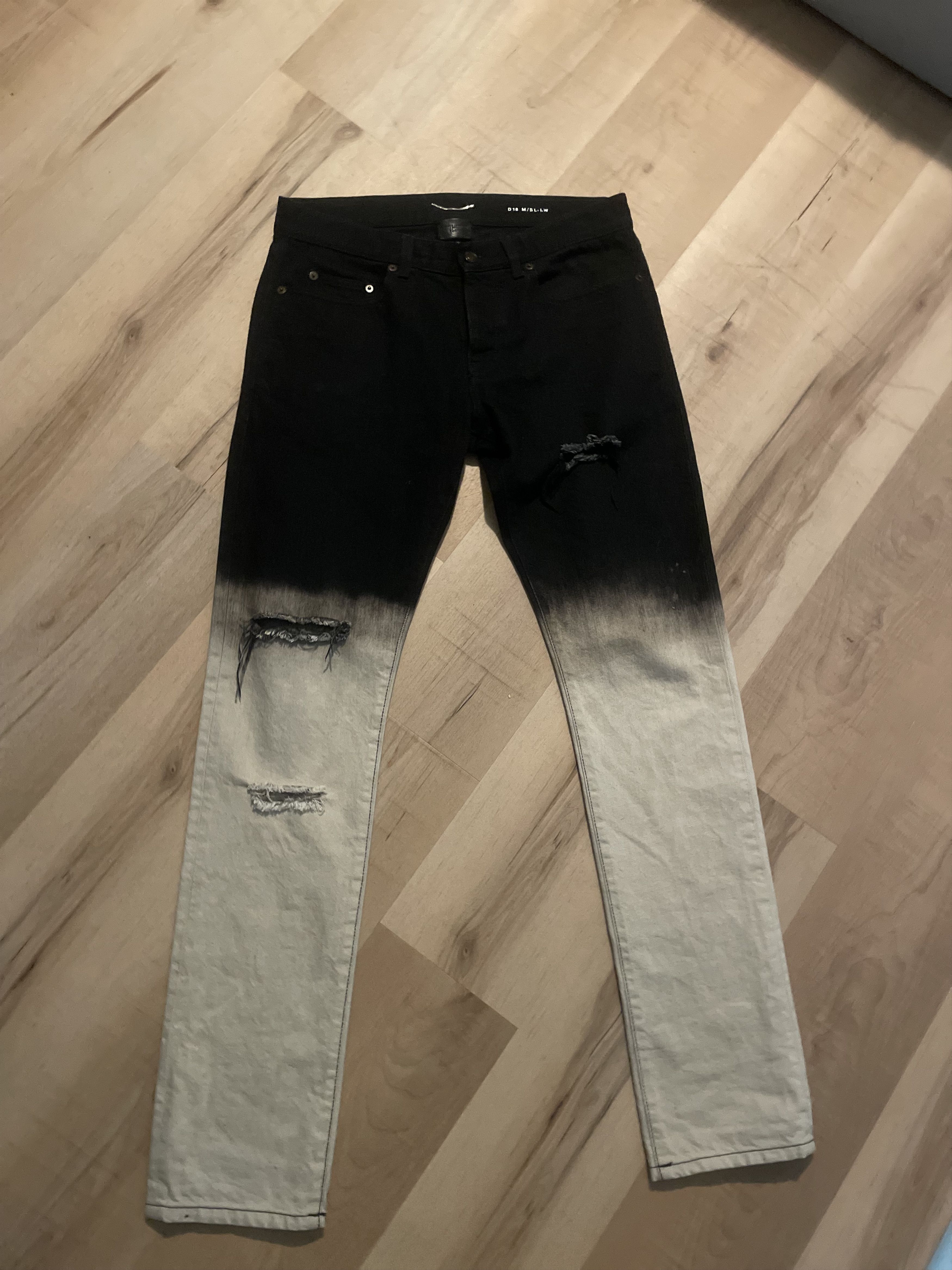 Saint Laurent Paris denim jeans black fade to white