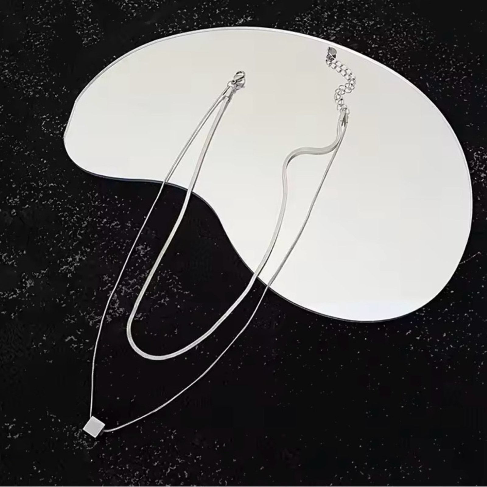 Other Minimalist Silver Double-layered Chain Necklace Women 18” Size ONE SIZE - 4 Thumbnail