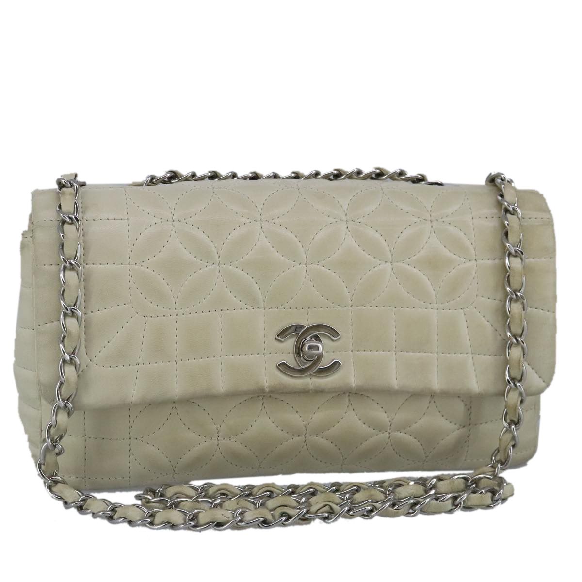 Chanel Single Flap Beige Leather Shoulder Bag (Pre-Owned) Size ONE SIZE - 1 Thumbnail