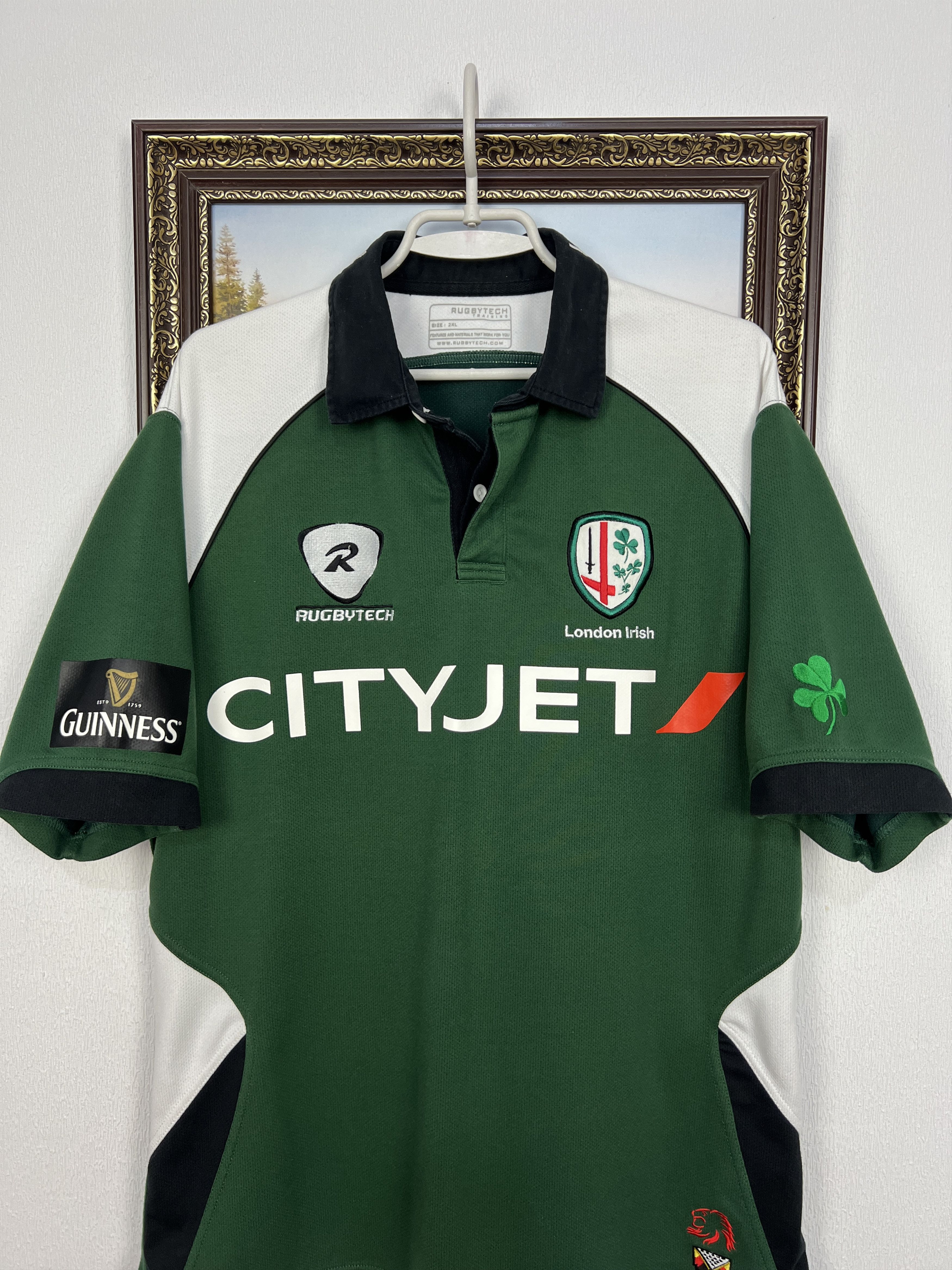 Vintage London Irish Cityjet Rugby Union Green Jersey Mens Size US XXL / EU 58 / 5 - 2 Thumbnail