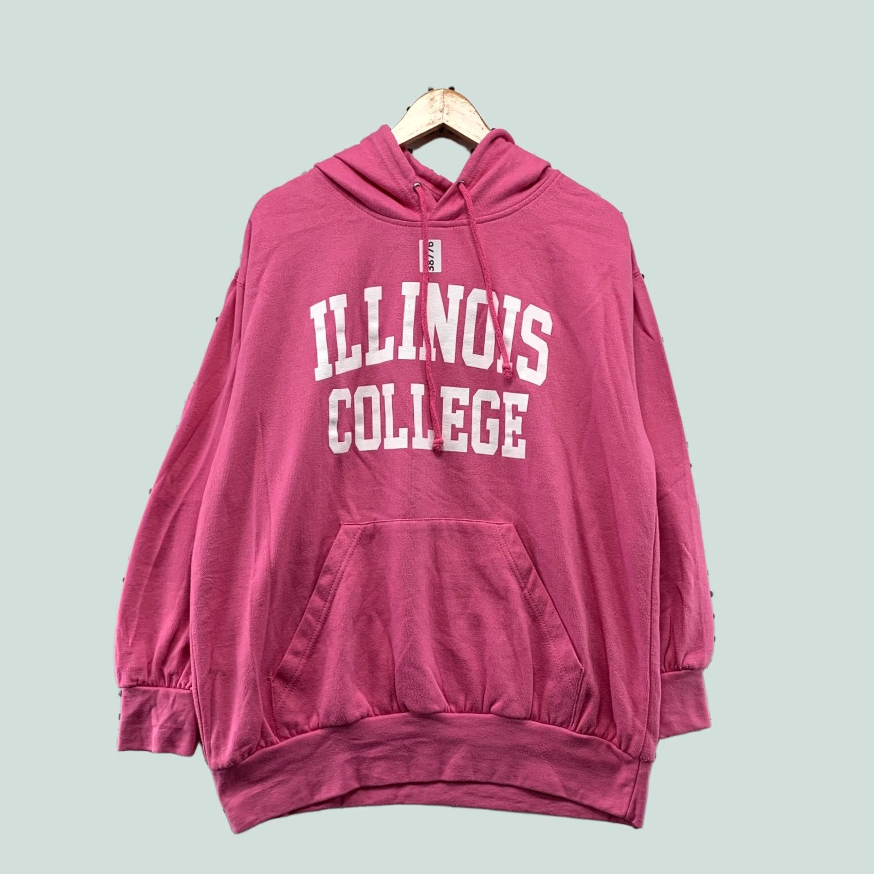 Pinko VINTAGE Illinois College Hoodie Sweatshirt Womens XL Pink Hooded Pullover Size XL / US 12-14 / IT 48-50 - 1 Thumbnail