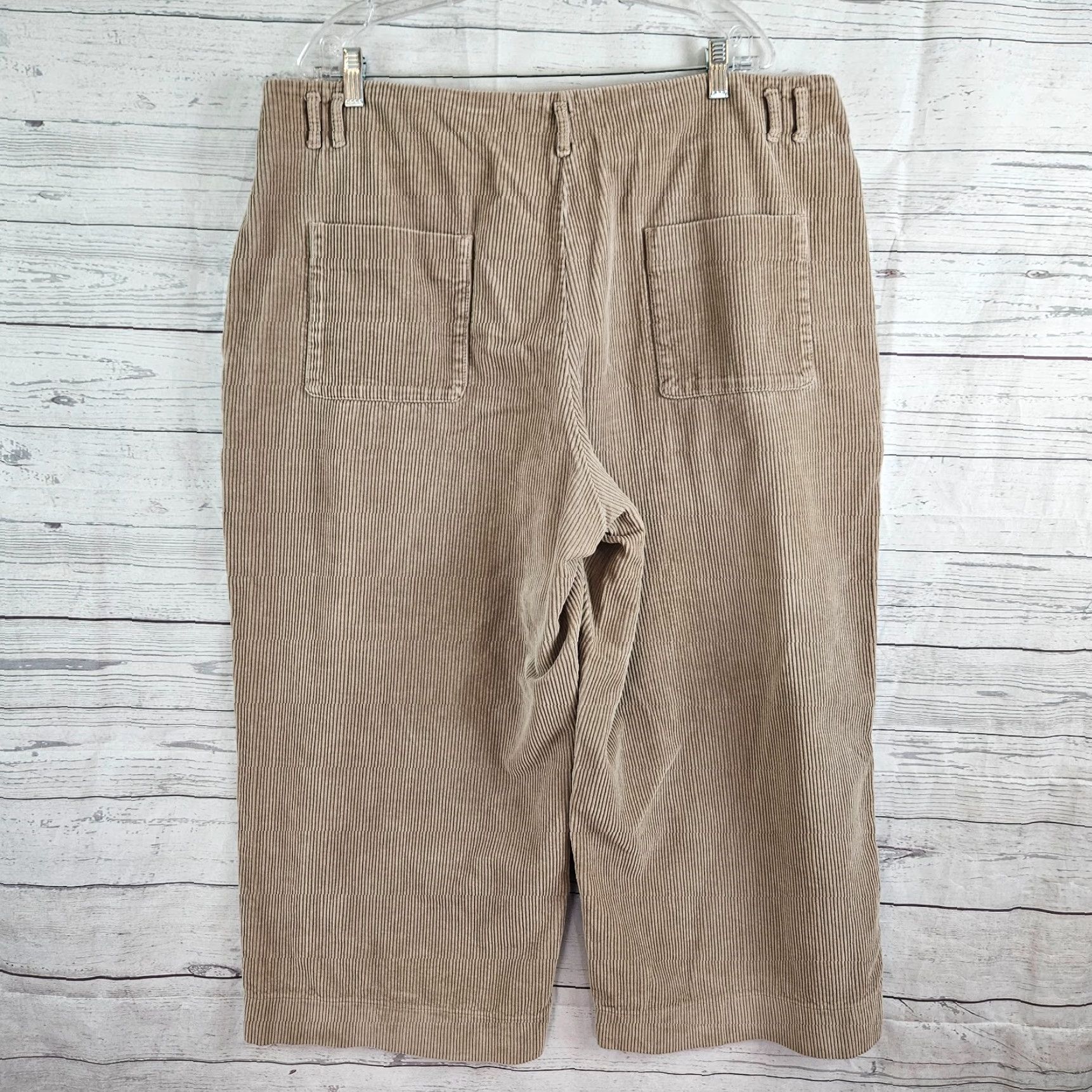 Vintage Poetry Womens Wide Leg Corduroy Pants Cropped Sz 18 Tan Cotton High Rise Size 40" / US 18 - 3 Thumbnail