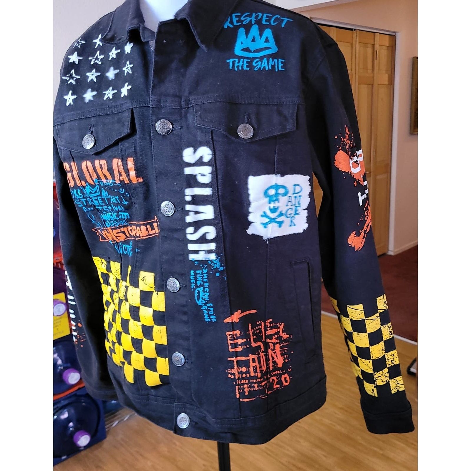 Other Copper Rivet Men's Denim Jacket M Streetwear Graffiti Black Size US M / EU 48-50 / 2 - 7 Thumbnail