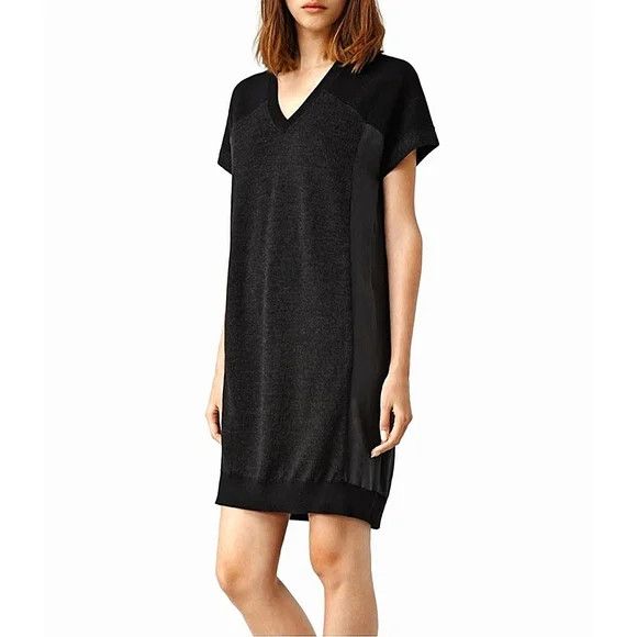 Calvo Wool/Silk Short Slv V-Neck Dress Going Out Party Work