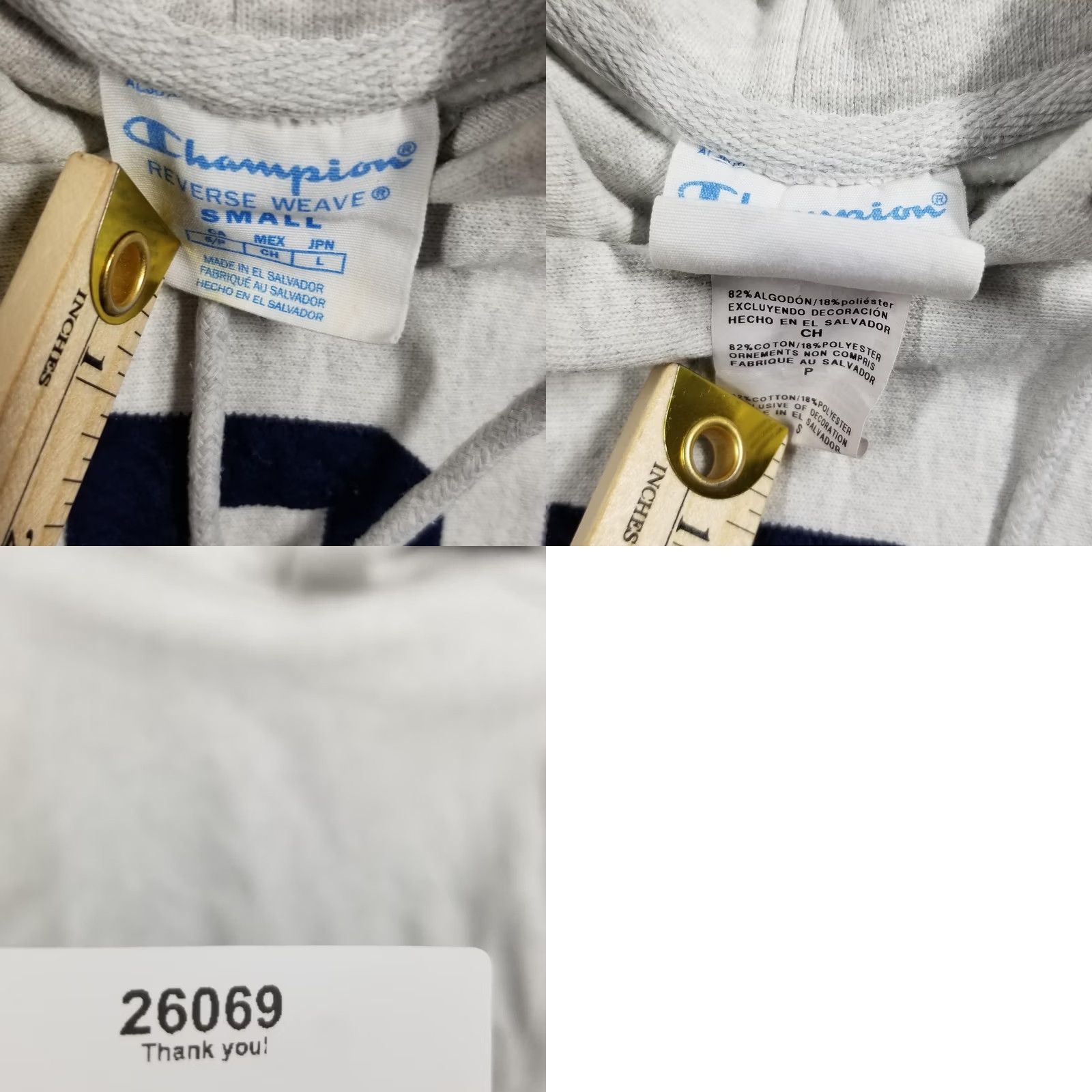 Champion Champion Reverse Weave Hoodie Mens Small Gray ORC Fleece Pullover Sweatshirt Size US S / EU 44-46 / 1 - 8 Thumbnail