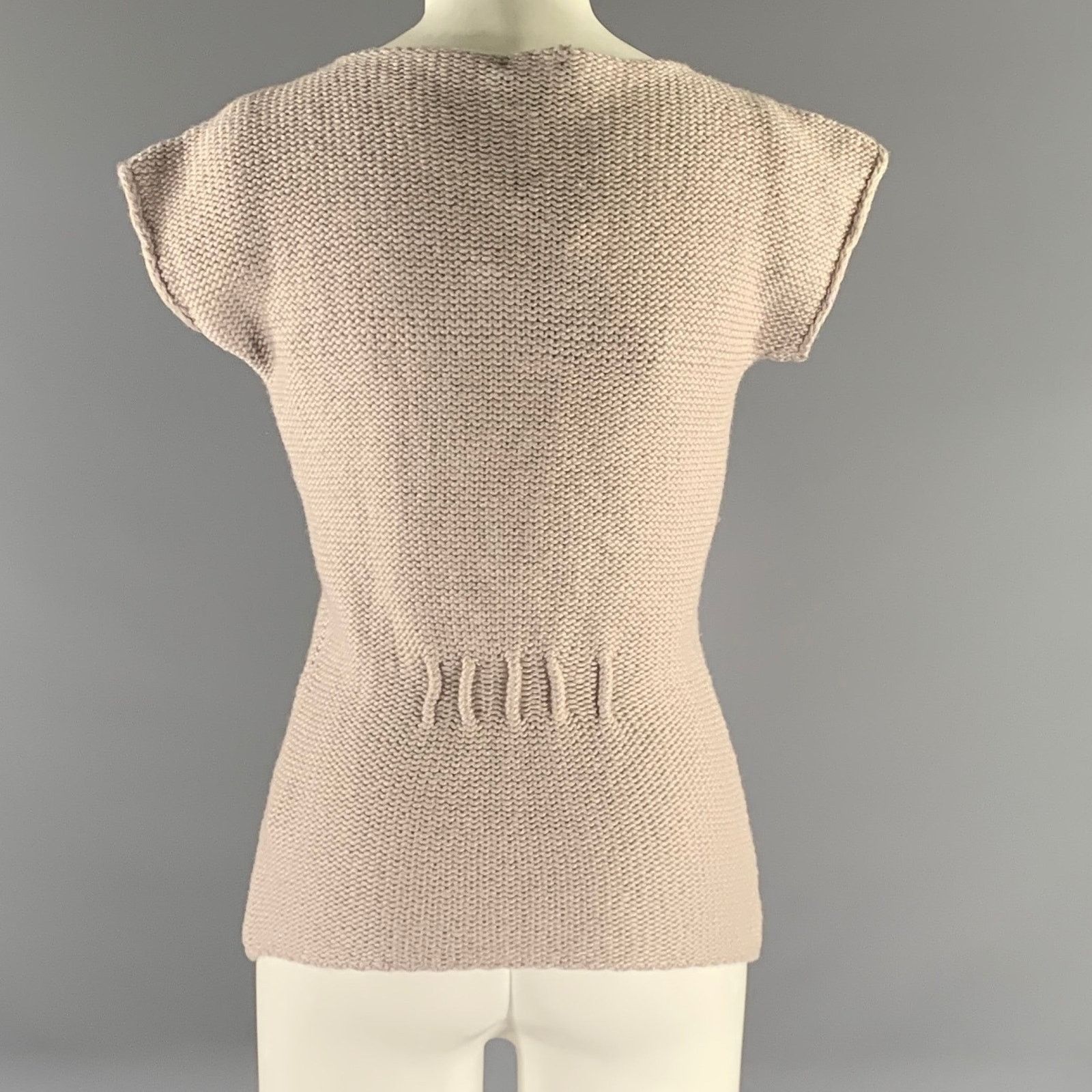 Emporio Armani EMPORIO ARMANI Tan Metallic Wool Polyamide Tunic Top Size S / US 4 / IT 40 - 3 Thumbnail