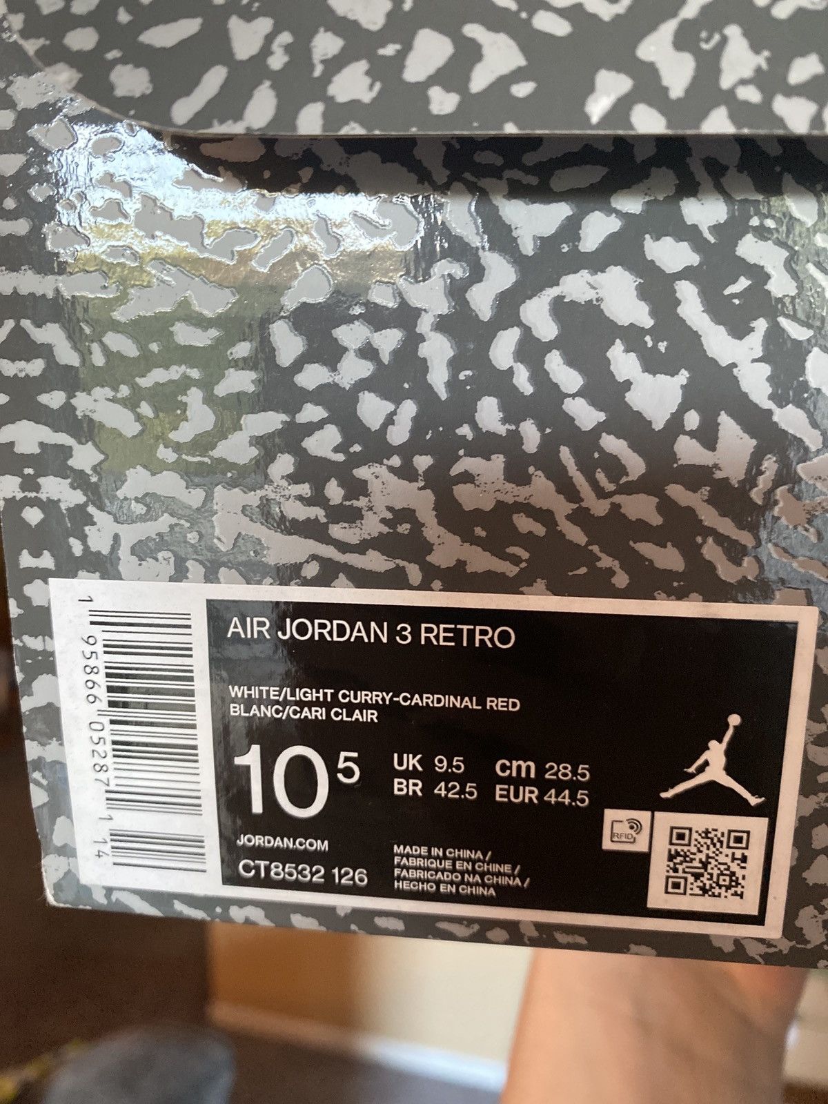 Nike Jordan 3 Retro Cardinal Red Size US 10.5 / EU 43-44 - 7 Thumbnail