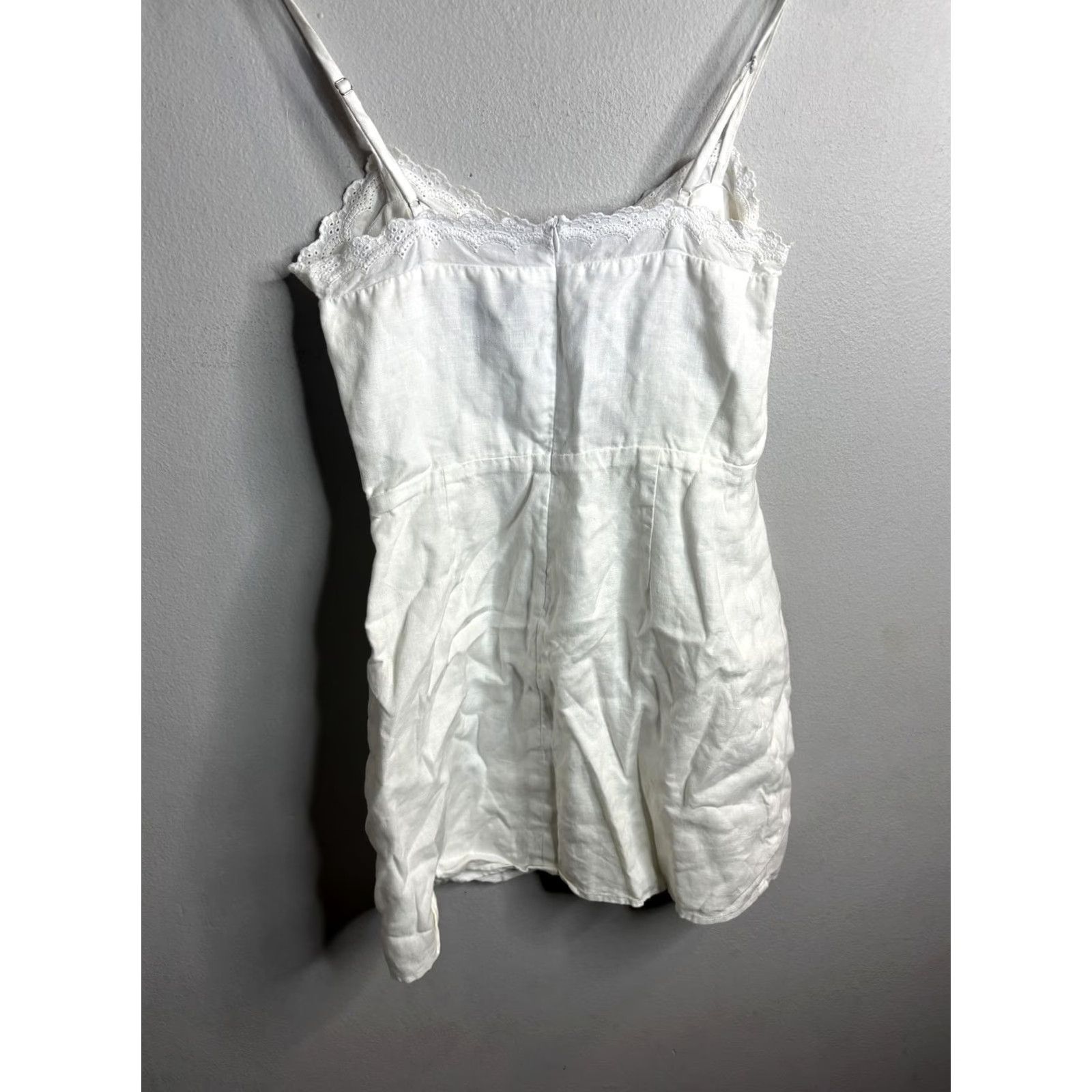 Reformation Reformation Dress Womens 8 White Lace Trim Spaghetti Strap Mini Sundress Size M / US 6-8 / IT 42-44 - 6 Thumbnail