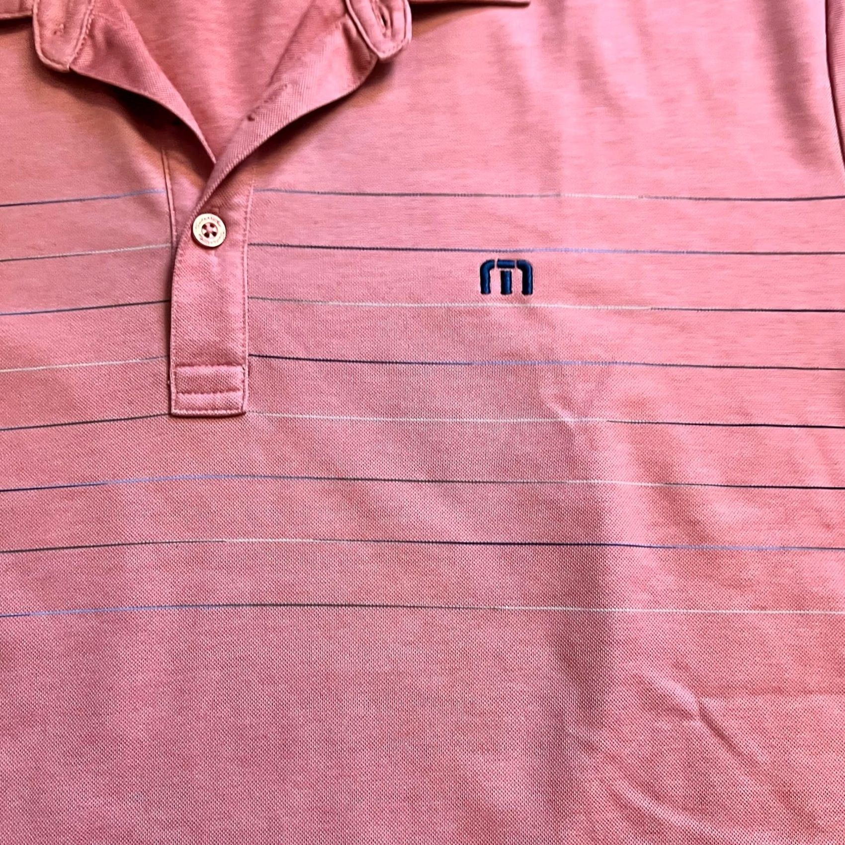 TravisMathew Travis Mathew Polo Shirt Mens XXL Pink Stripe Performance Golf Size US XXL / EU 58 / 5 - 2 Thumbnail