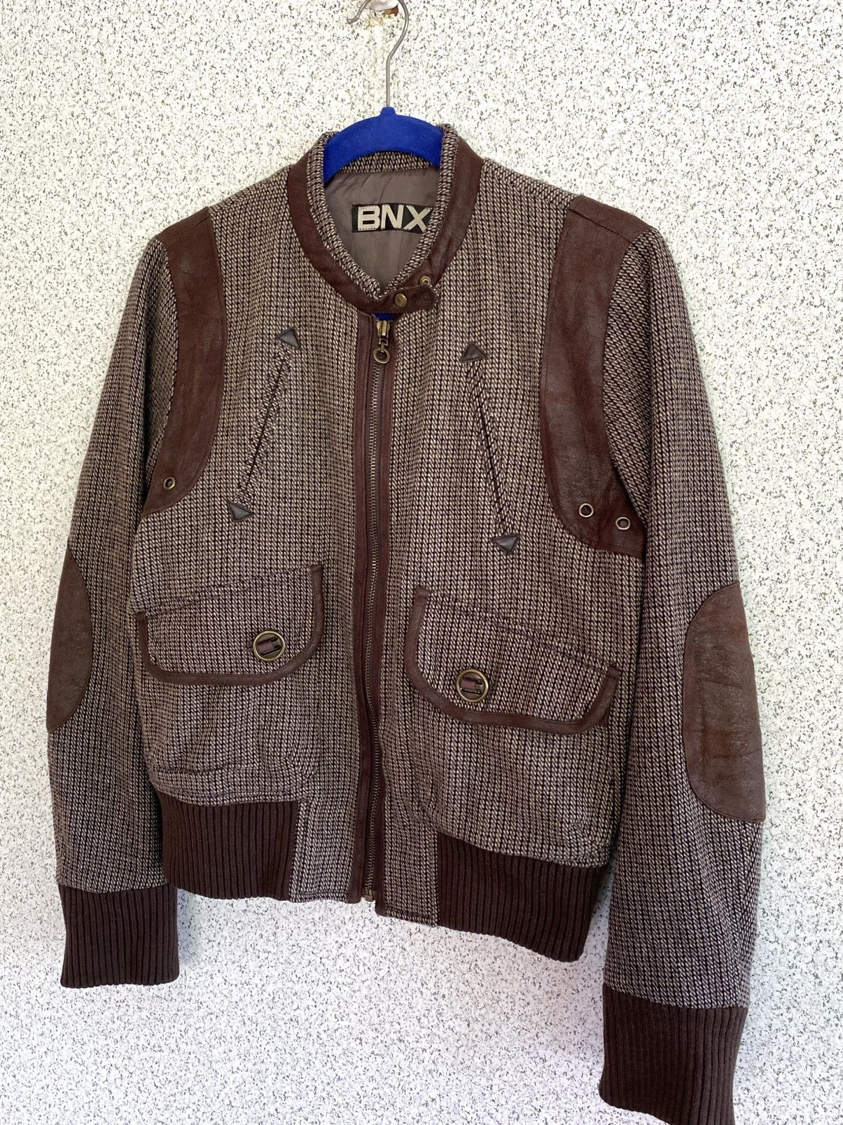 Japanese Brand BNX Brown Tweed Leather Trim Jacket – Gorpcore / VTG 90 Euro Size S / US 4 / IT 40 - 3 Thumbnail