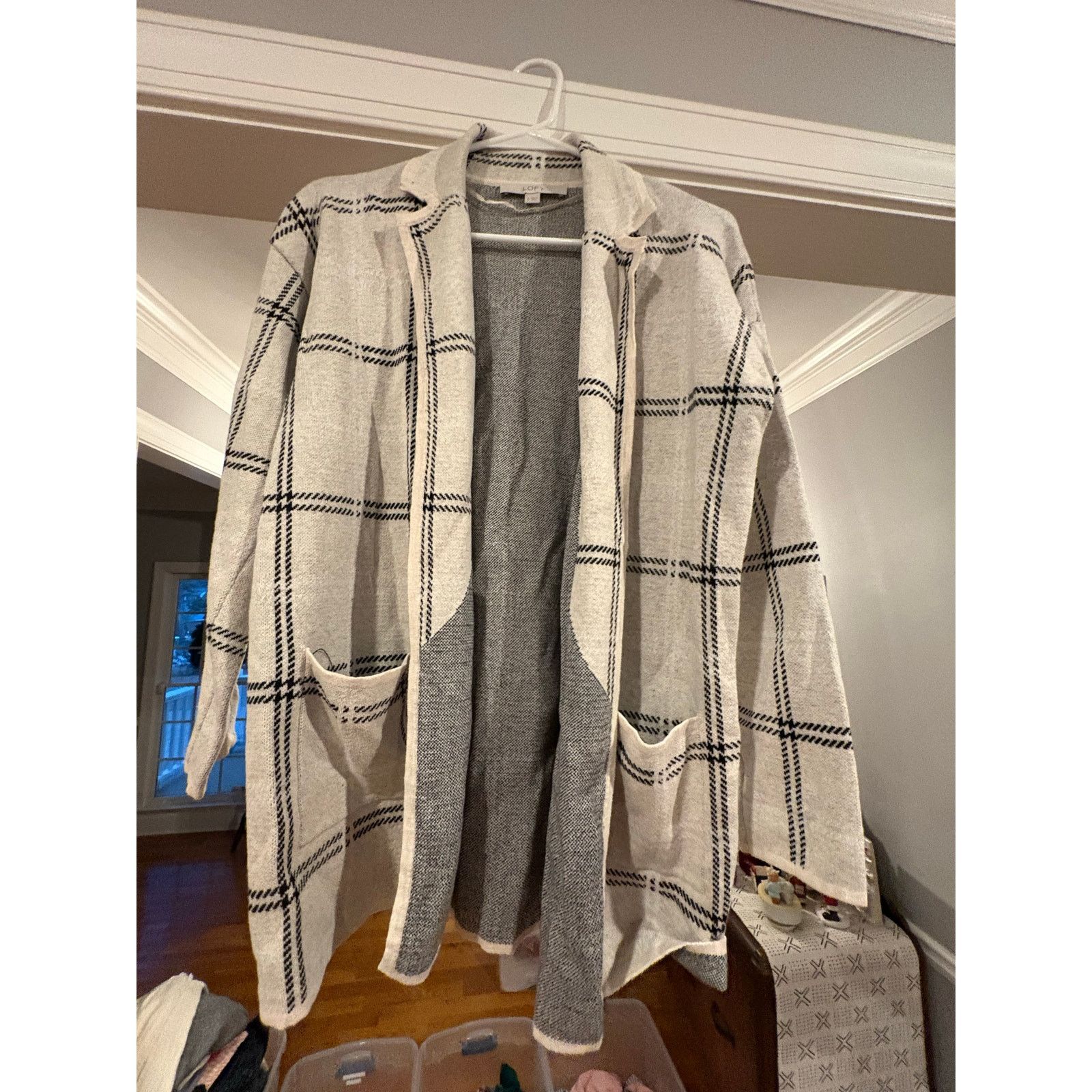 Loft LOFT Women’s Open Front Plaid Cardigan Size Small Cream Size S / US 4 / IT 40 - 2 Thumbnail