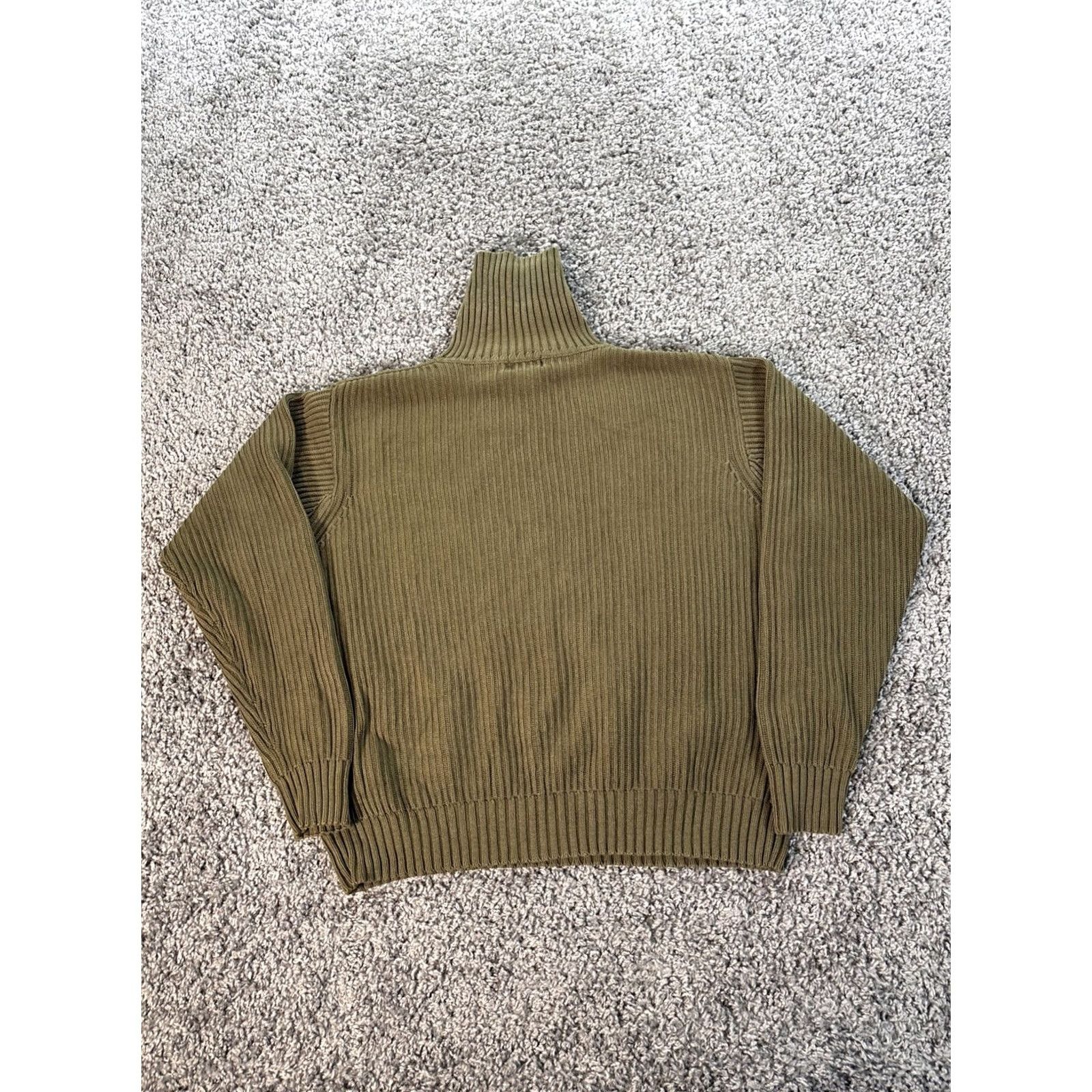 Vintage L.L. Bean Chunky Knit Turtleneck Sweater Mens M Reg Green 100% Cotton Ribbed Pullover Long Sleeve Classic Outdoor Mens Size US M / EU 48-50 / 2 - 5 Thumbnail