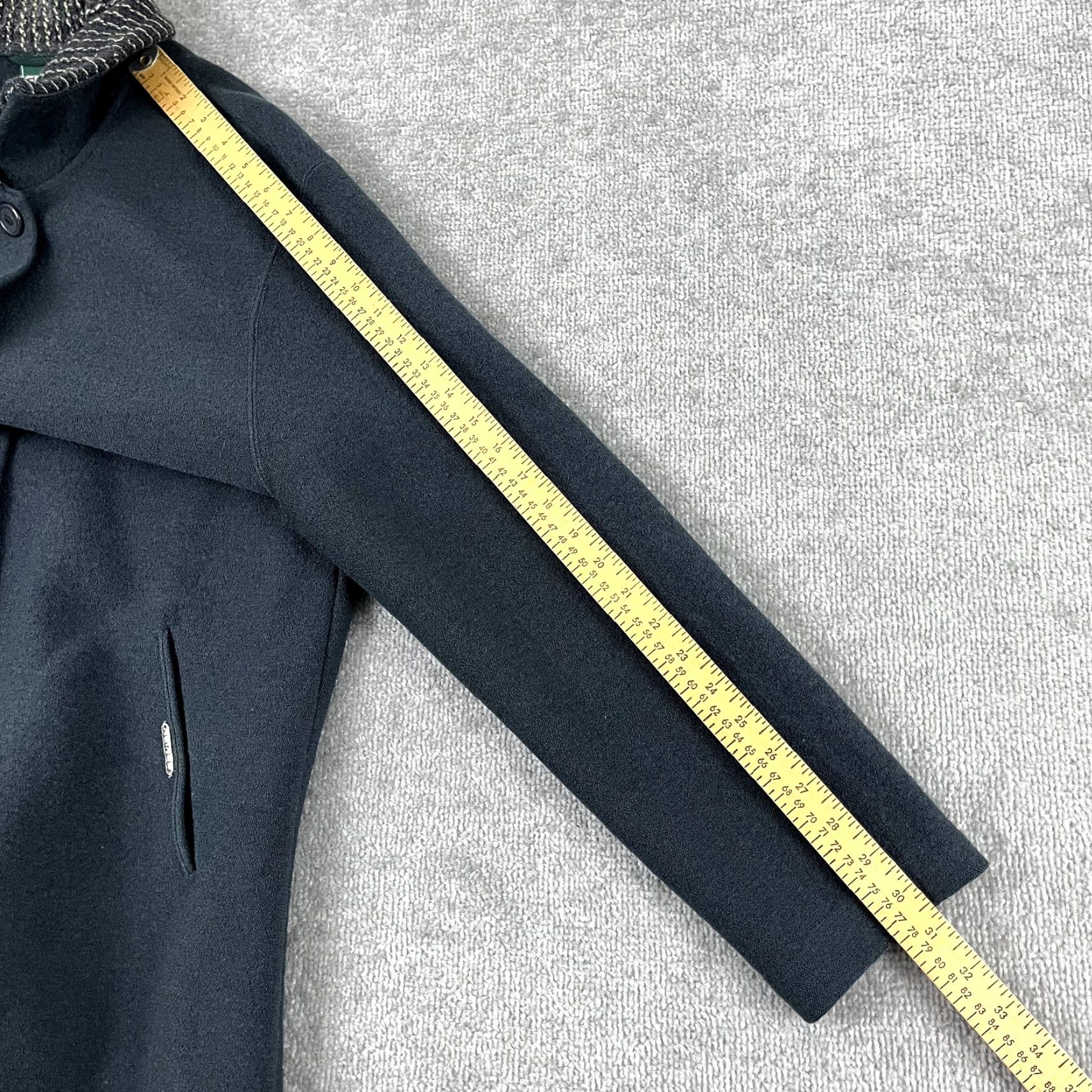 GEIGER Jacket Womens Size 40 Gray Boiled Wool Button Car Coat Pockets Austria