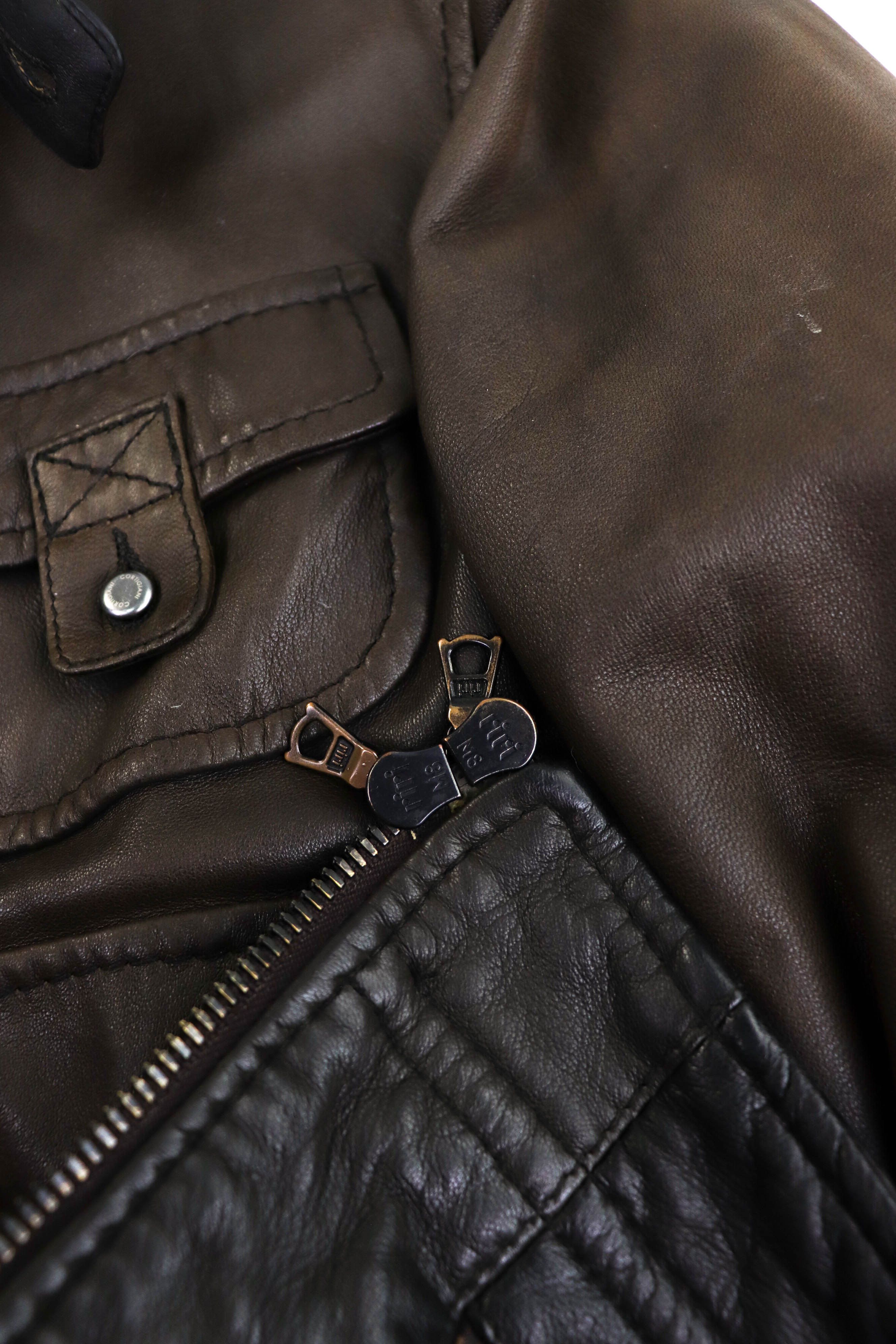 Cortigiani CORTIGIANI Faded Dark Brown RiRi Zippers Leather Jacket Size US M / EU 48-50 / 2 - 10 Thumbnail