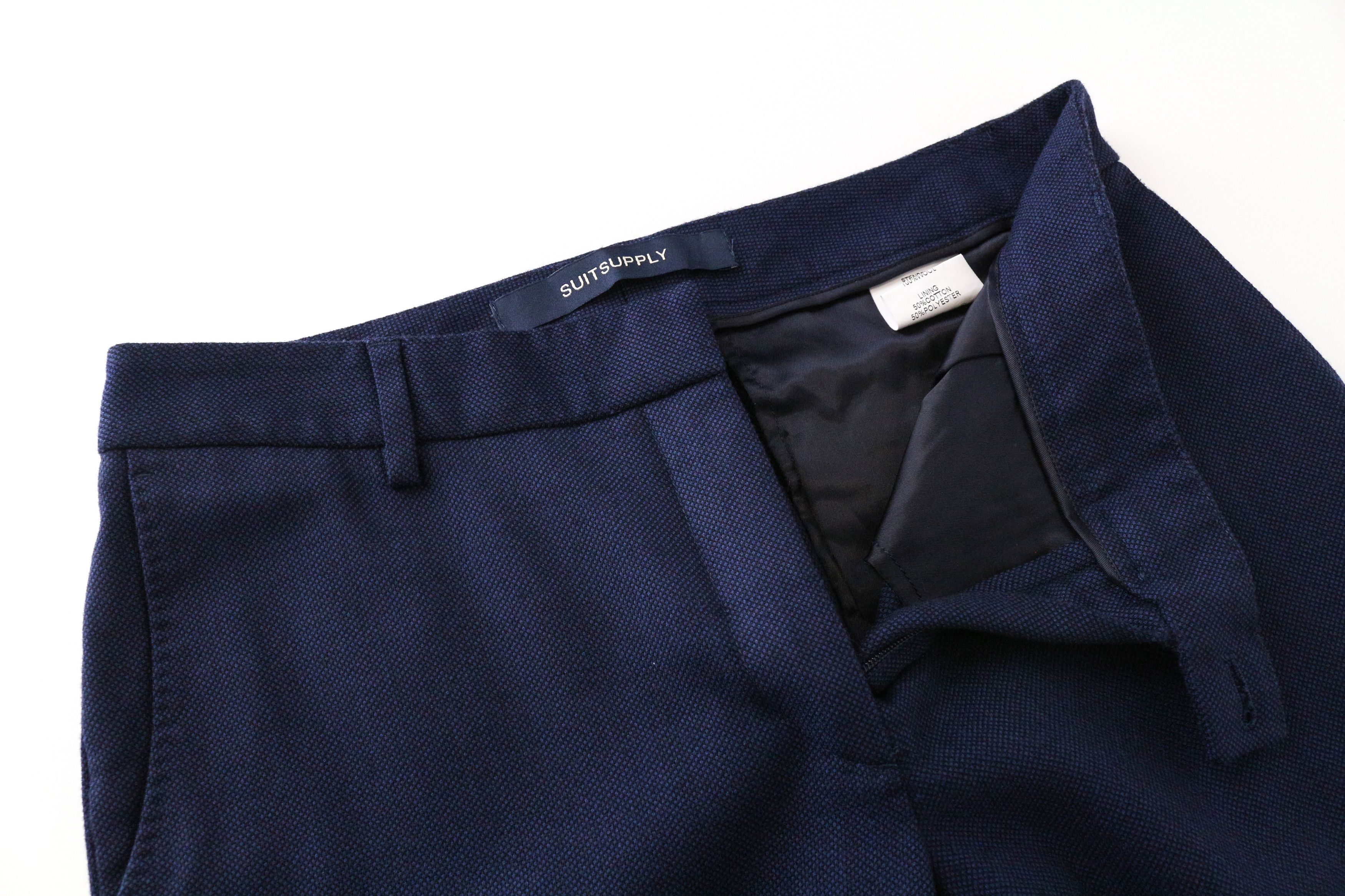 Suitsupply SINA W27/L27 Blue Wool Lined Pleated Trousers 61273 Size US 27 - 3 Thumbnail