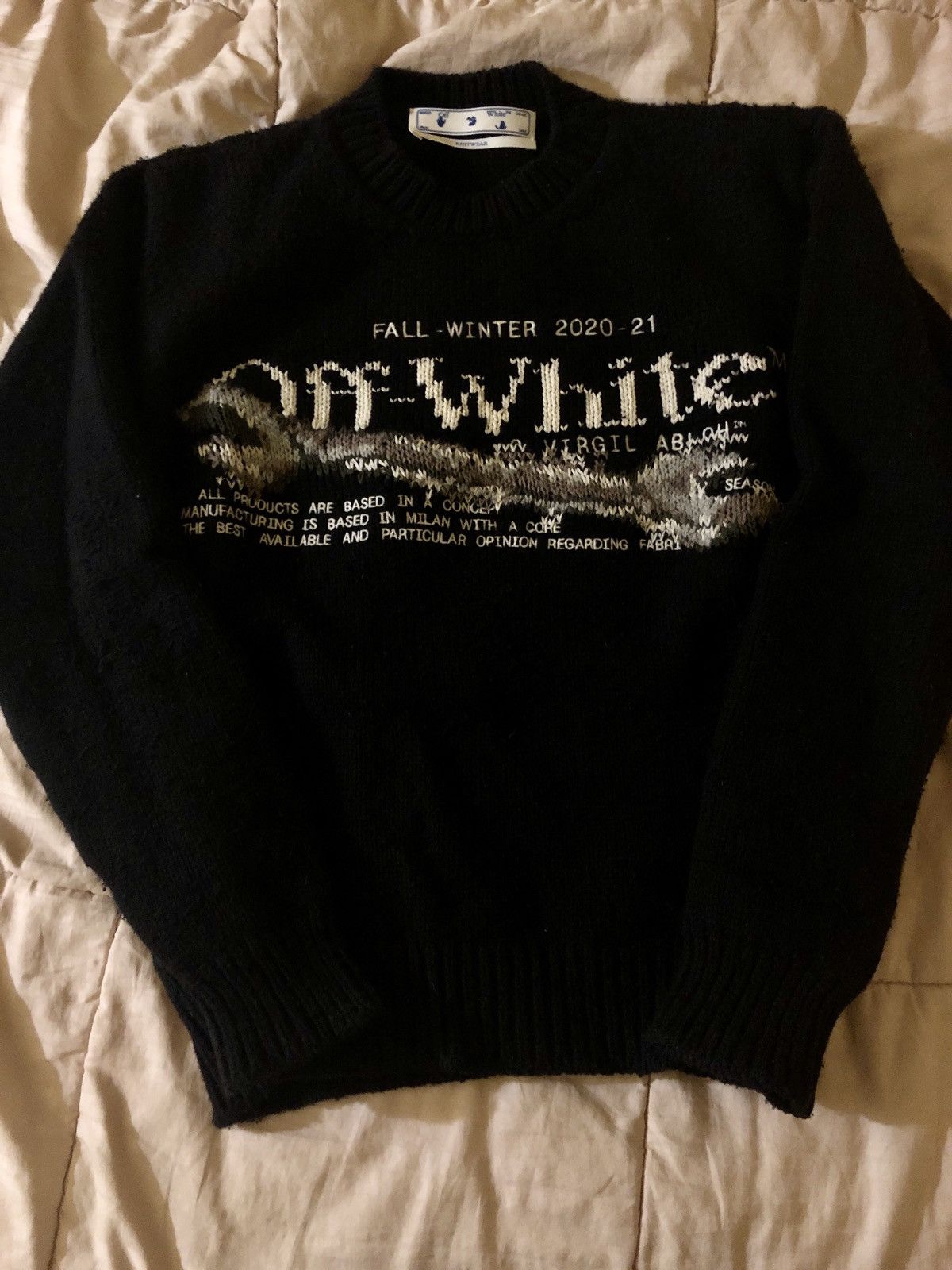 image of Off White Of-White Pascal Tool Knitted Sweater in Black, Men's (Size Small)