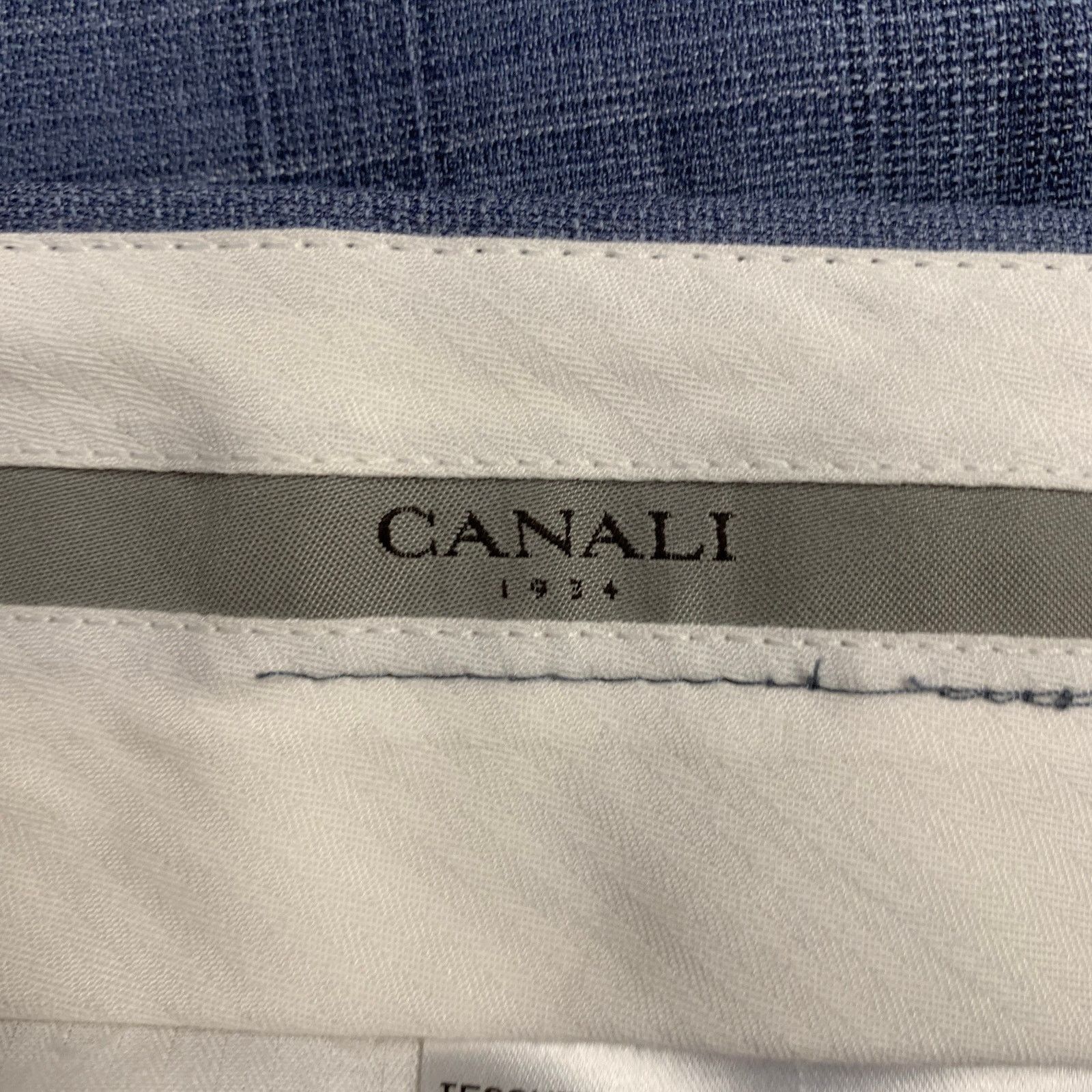 Canali Size 34 Blue Plaid Wool Flat Front Tapered Dress Pants Size US 34 / EU 50 - 4 Thumbnail