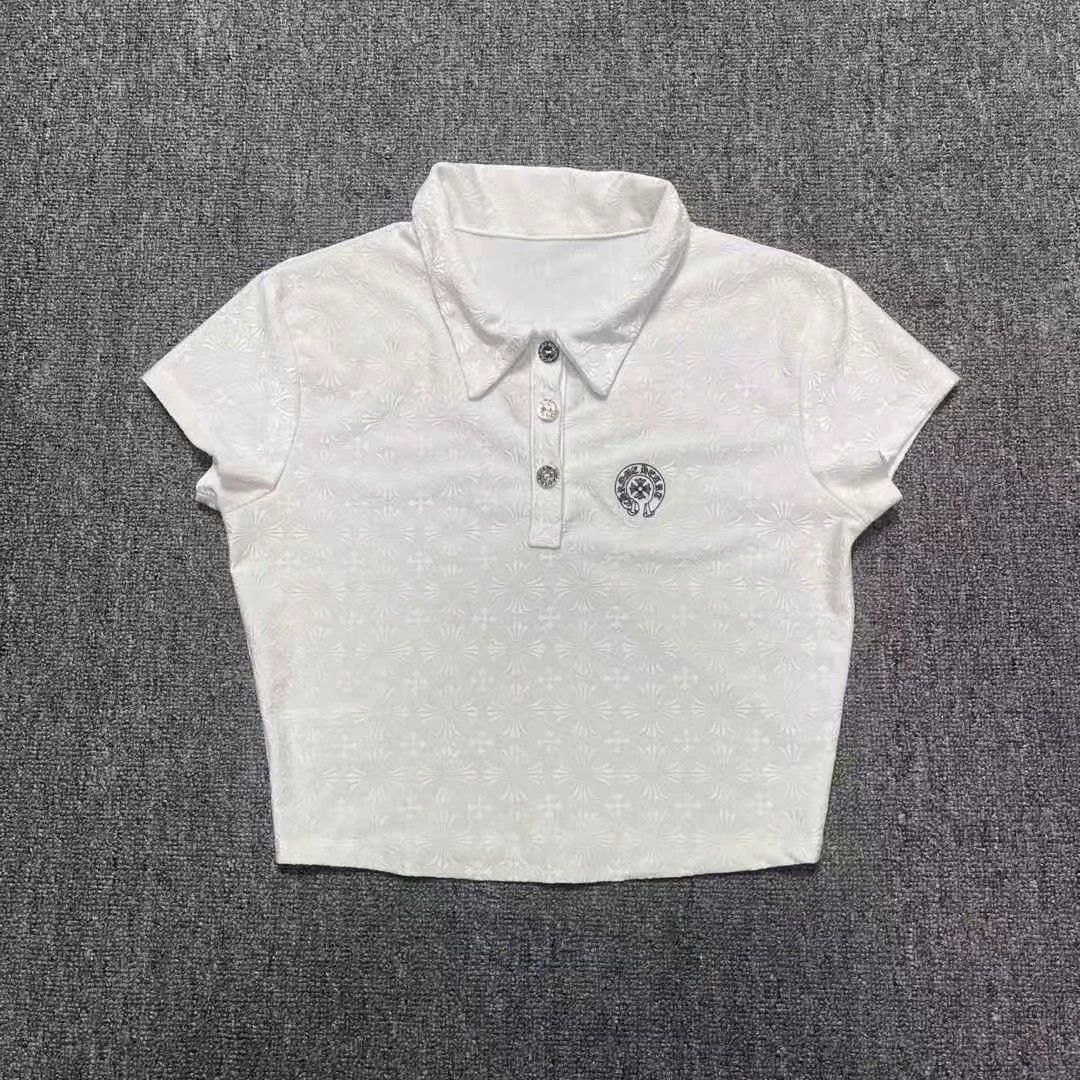 Chrome Hearts Chrome Hearts White All-over Print Cross Polo Neck Crop Top Size S / US 4 / IT 40 - 1 Thumbnail