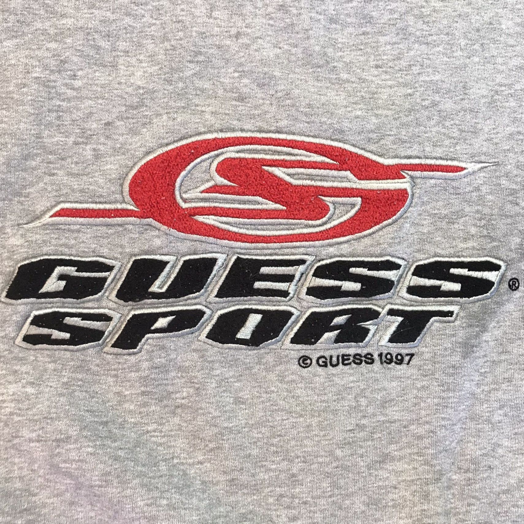 Guess VINTAGE GUESS Sweatshirt 90s Spell Out Logo Travis Scott Crewneck Mens L Gray Embroidered Knit Cotton Blend Pullover Size US L / EU 52-54 / 3 - 2 Thumbnail