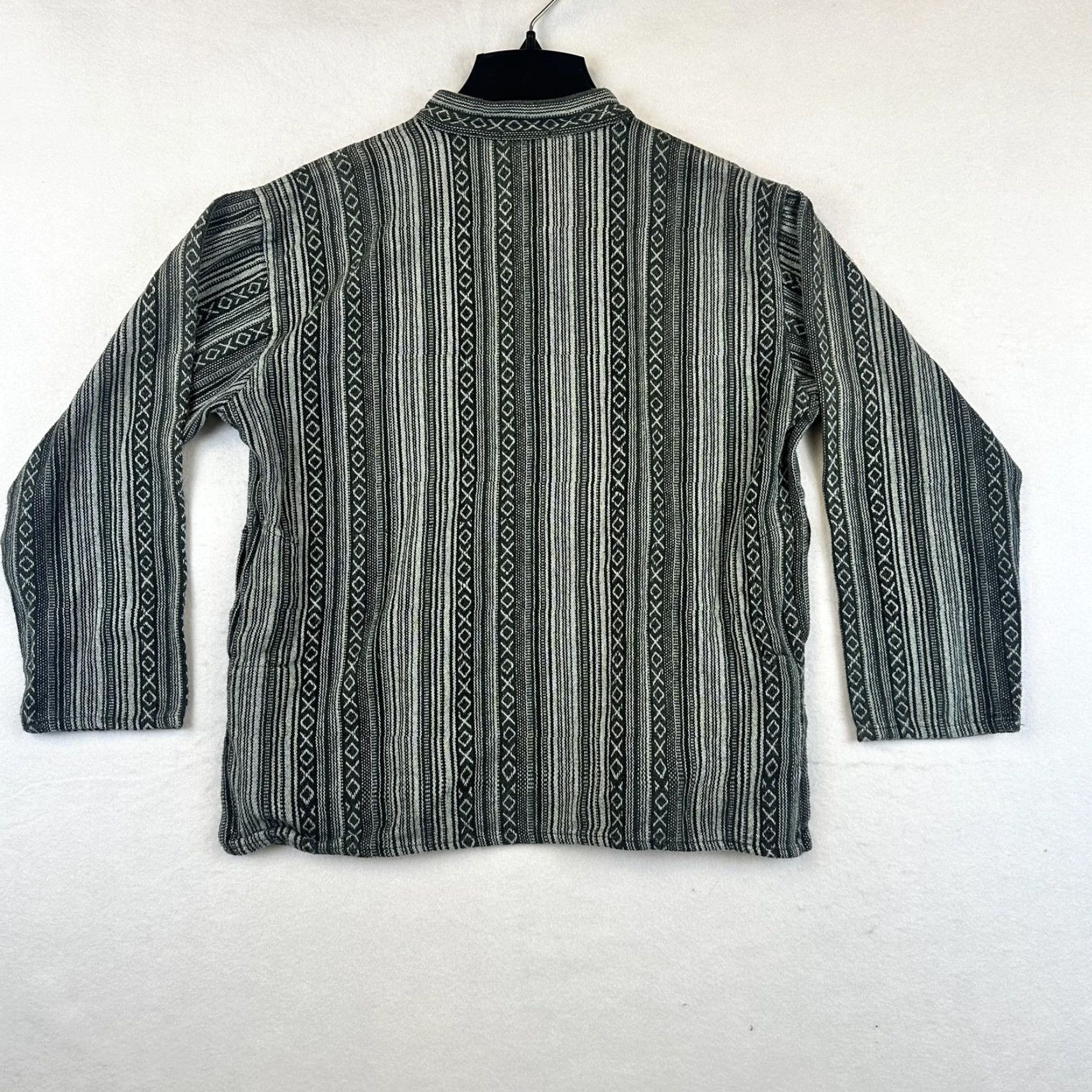 Kathmandu Kathmandu Imports Pullover Shirt Mens Large Striped Pocket Henley Button-Up Long Sleeve Gray Cotton Band Collarless Vintage No Size US M / EU 48-50 / 2 - 5 Thumbnail