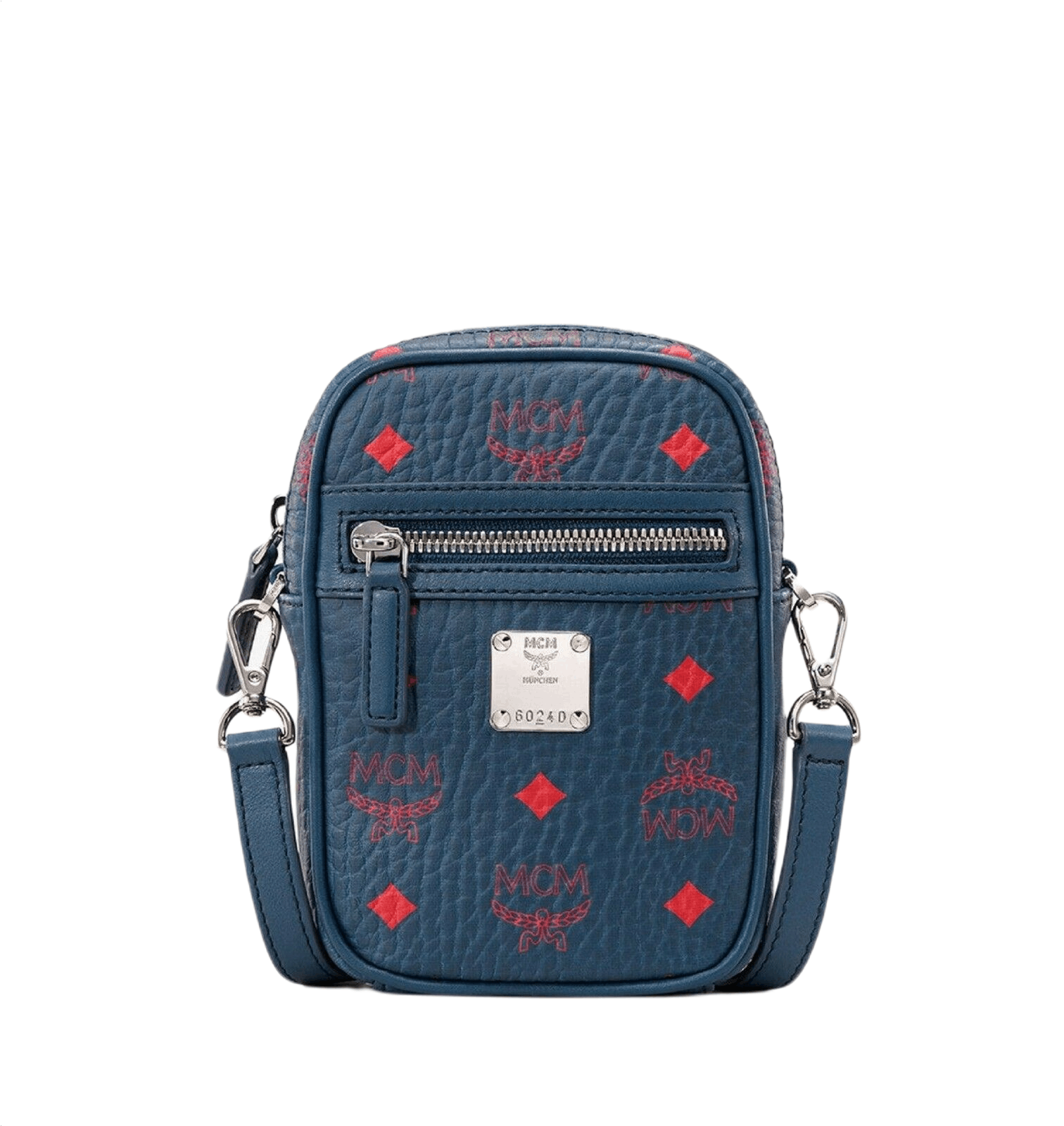 MCM Women's Deep Blue Visetos Red Logo Small Crossbody Bag Size ONE SIZE - 1 Thumbnail