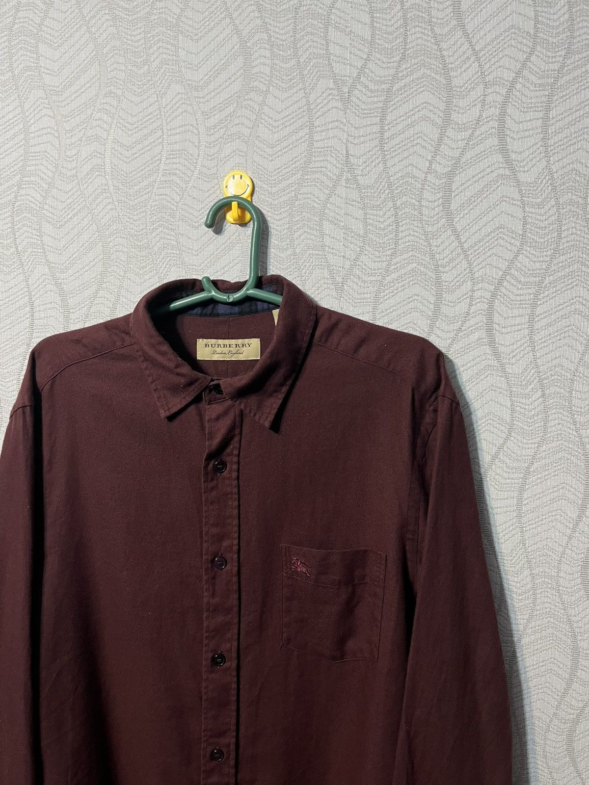 Burberry Burberry Burgundy Men’s Cotton Logo Shirt Button Up Size S Size US S / EU 44-46 / 1 - 2 Thumbnail