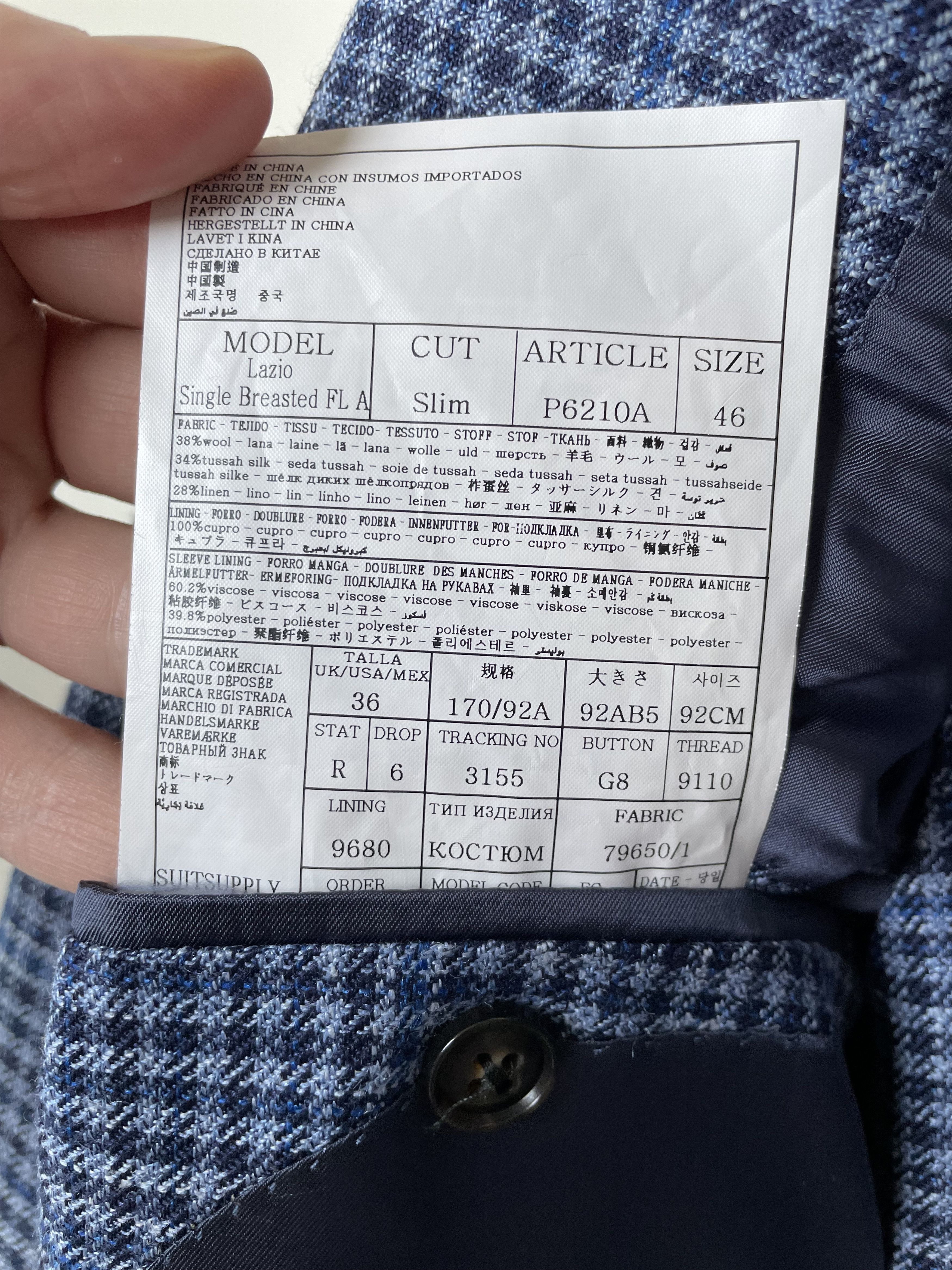Suitsupply NWT Suitsupply blue shepherd check 3pc suit, size 36R\EU46 Size 36R - 9 Thumbnail