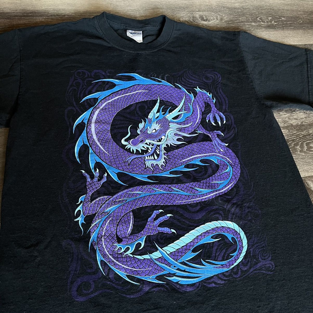 Affliction × Vintage Vintage 2000s Affliction Style Dragon Hardy Liquid Blue Tee Size US M / EU 48-50 / 2 - 1 Thumbnail