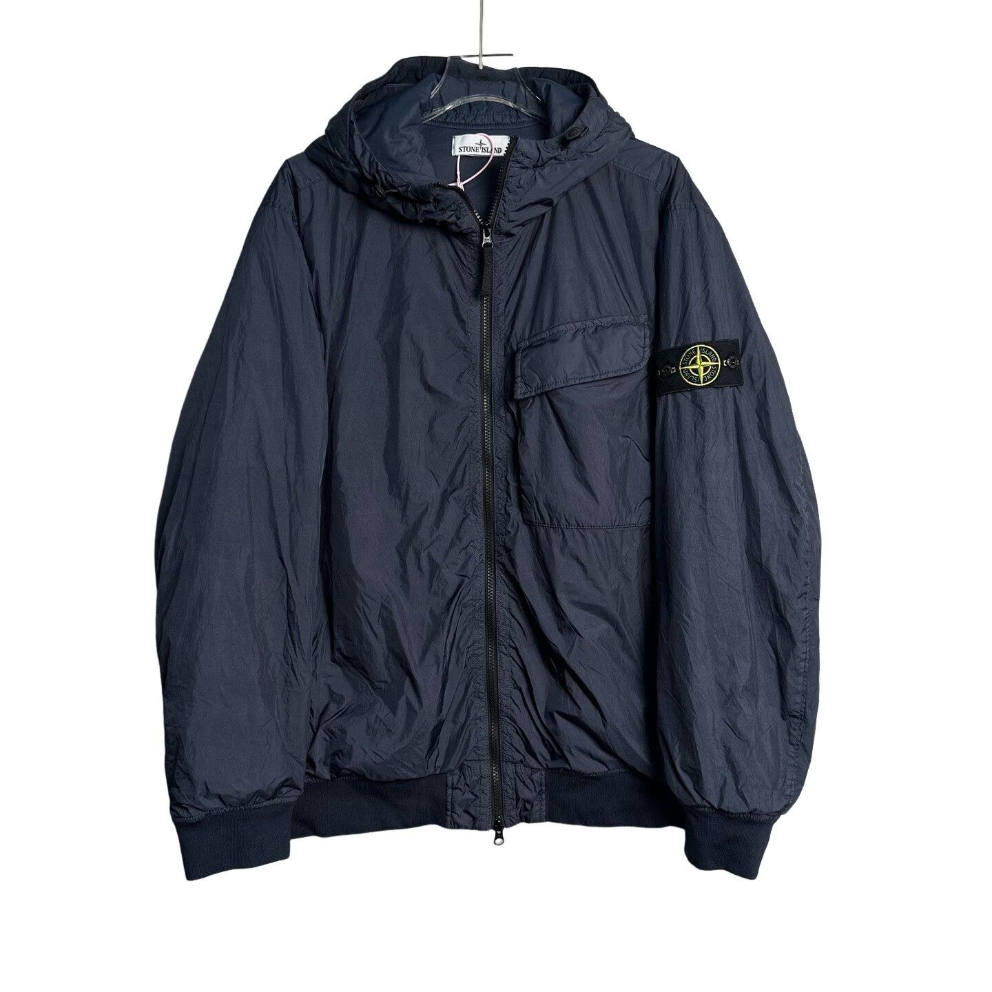 Stone Island Stone Island Navy Nylon Hooded Bomber Jacket XL Size US XL / EU 56 / 4 - 1 Thumbnail
