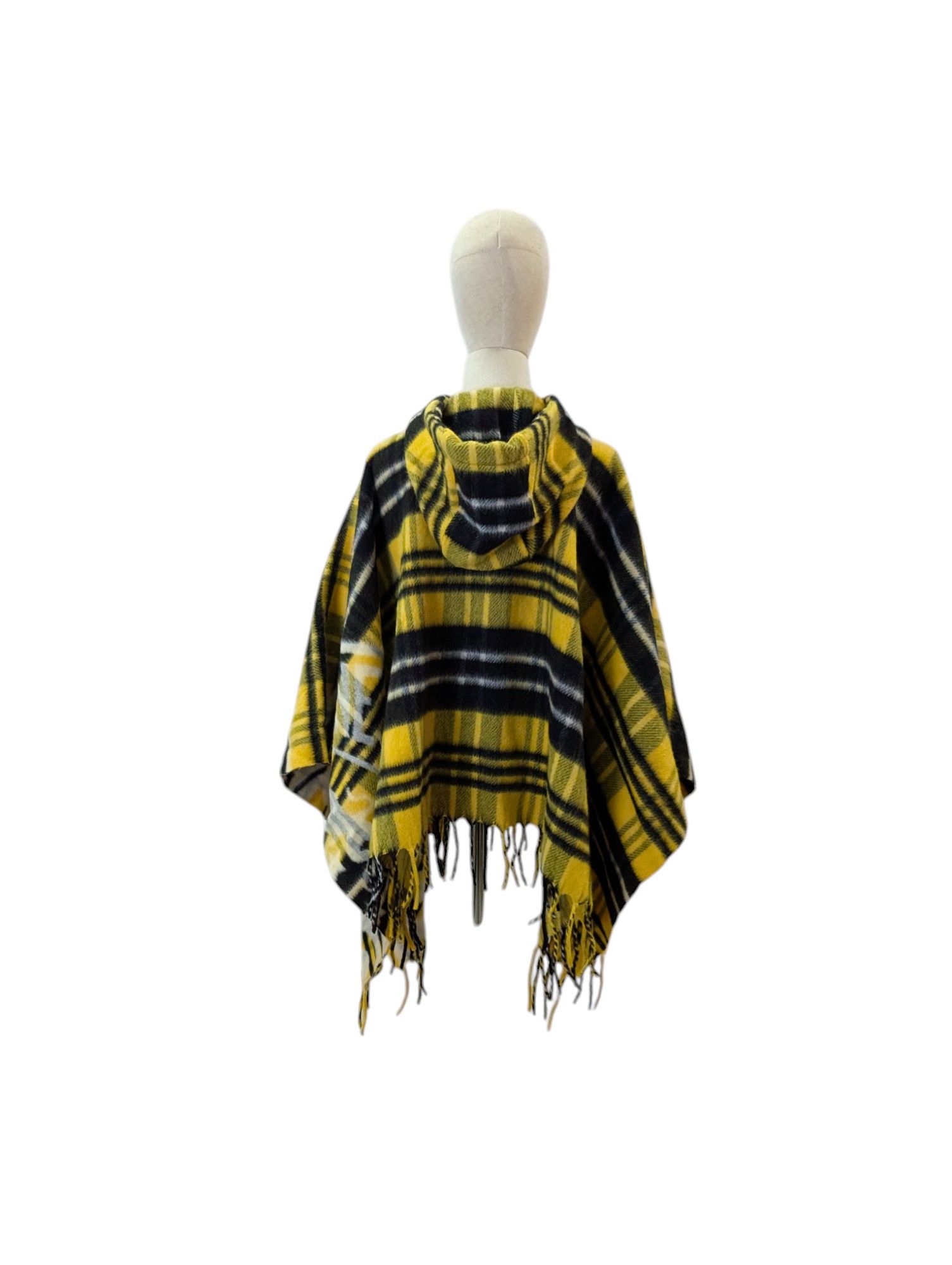 Dior Yellow Tartan Cape With Half-Zip Fringe Hem Size ONE SIZE - 2 Thumbnail