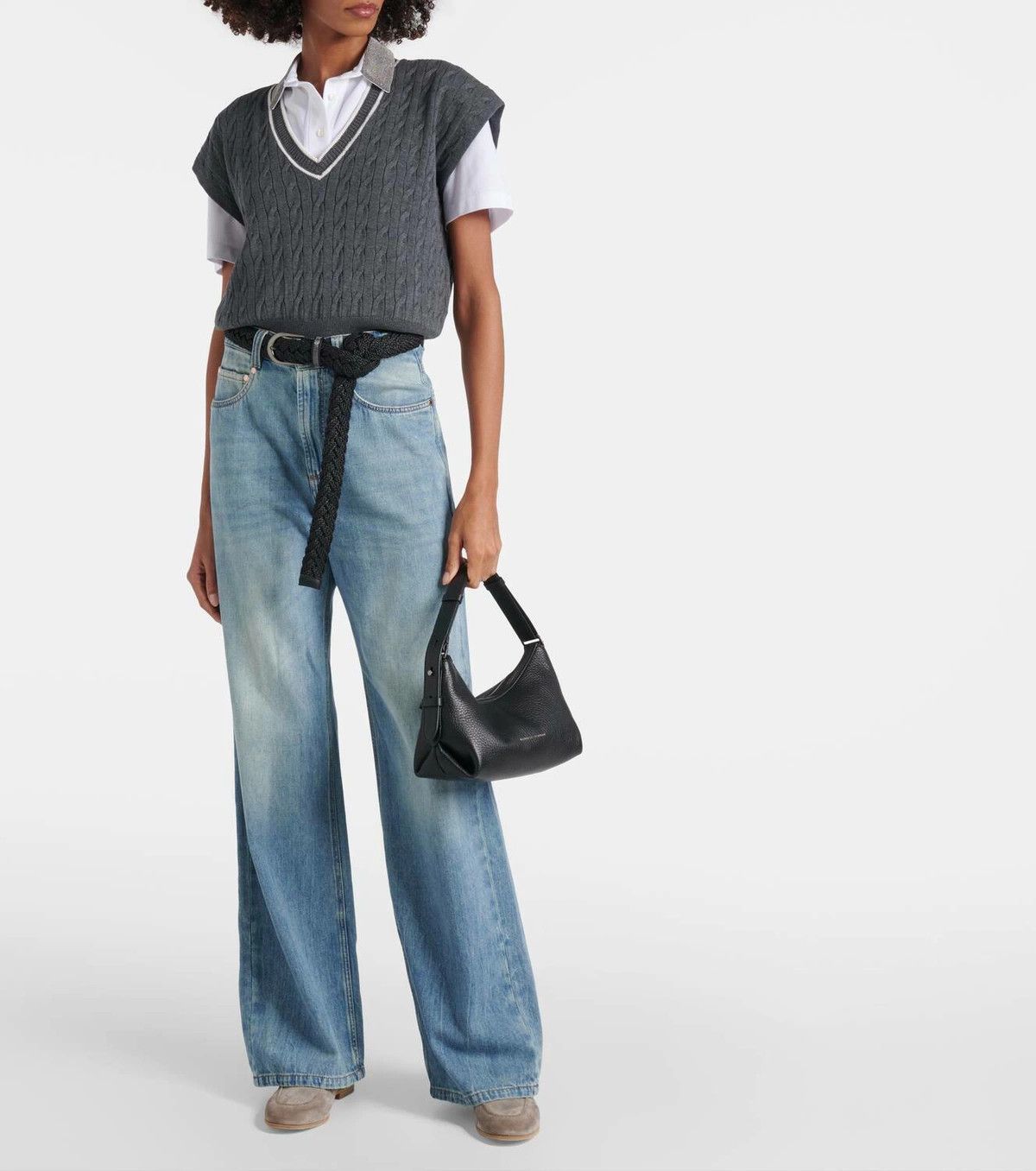 Brunello Cucinelli o1w1db10825 Knitted Vest in Silver Size XL / US 12-14 / IT 48-50 - 5 Thumbnail