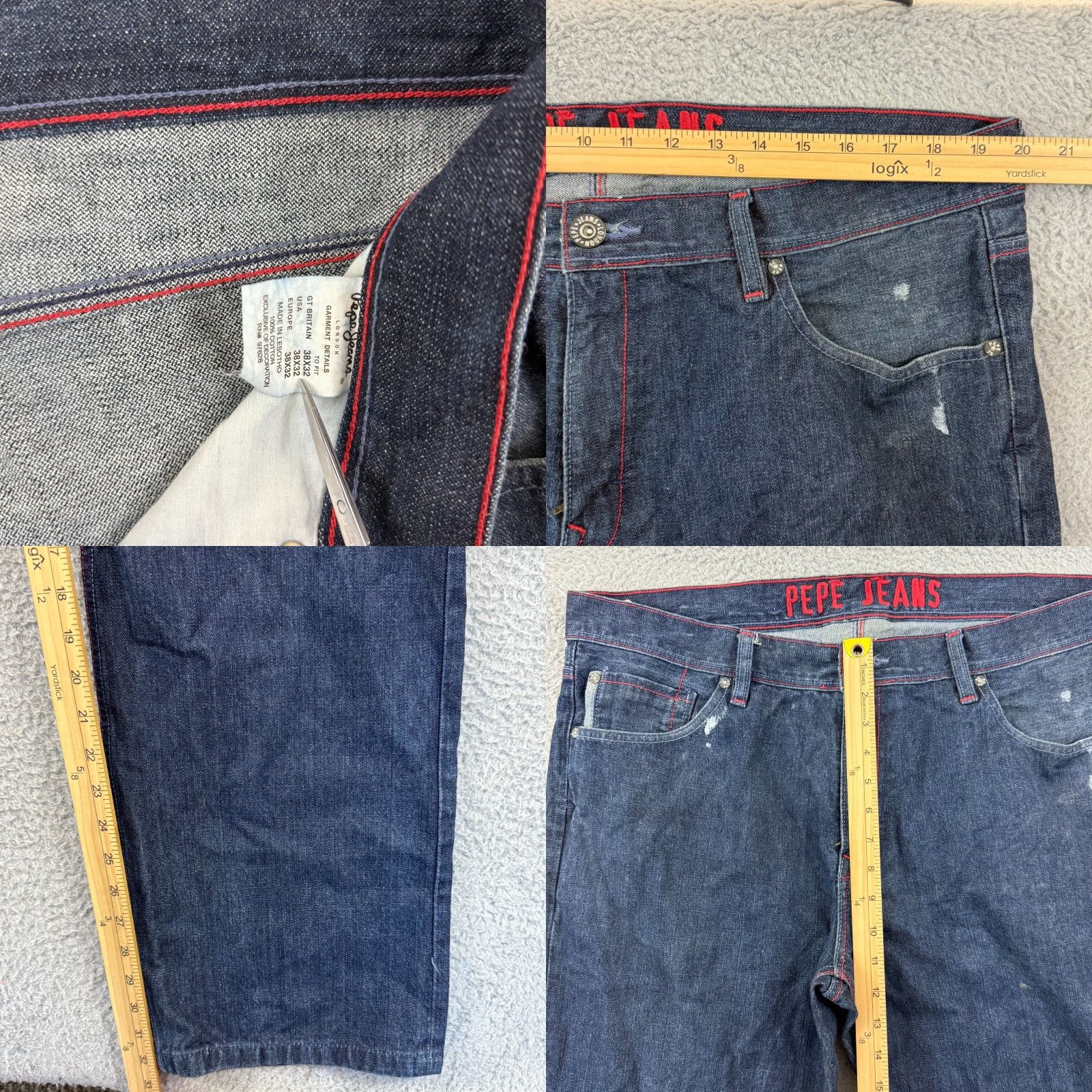 Pepe Jeans VINTAGE Pepe Jeans Jeans 5-Pocket Denim Straight Blue 38x32 Mens Baggy 90s Logo Size US 38 / EU 54 - 8 Thumbnail
