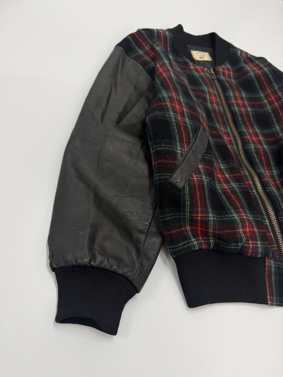 Leather 🔥 Nougat SUGAR Co. LTD Wool Zipper Bomber Leather Sleeve Jac Size US M / EU 48-50 / 2 - 2 Thumbnail