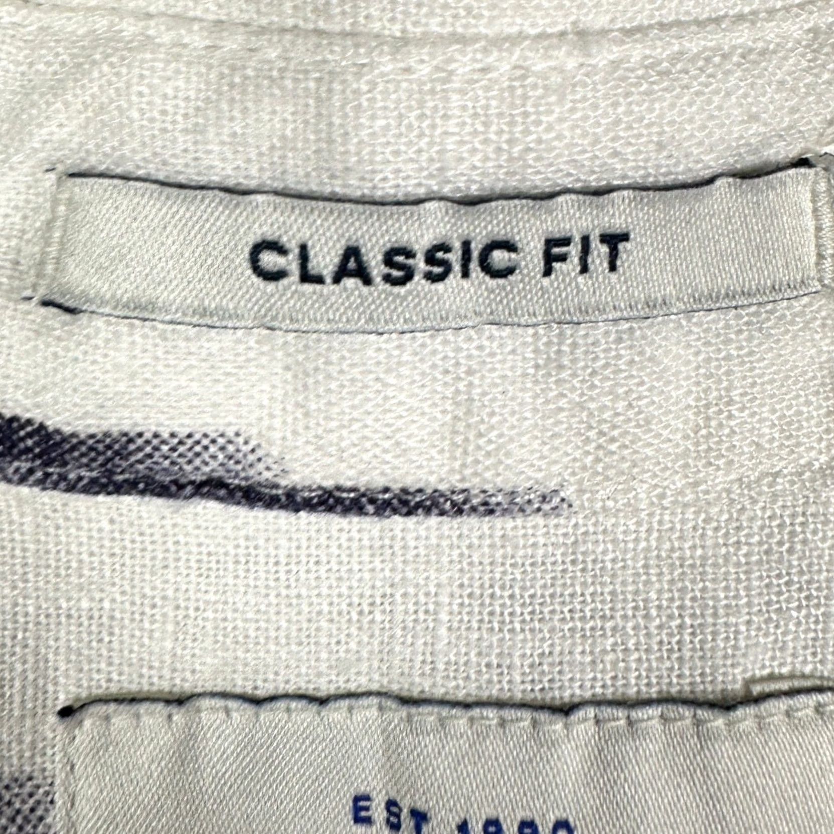 Lucky Brand Lucky Brand Shirt Mens M White Classic Fit Button Up Pocket Short Sleeve Geometric Ikat White Navy Summer Casual Travel Preppy Mens Size US M / EU 48-50 / 2 - 5 Thumbnail
