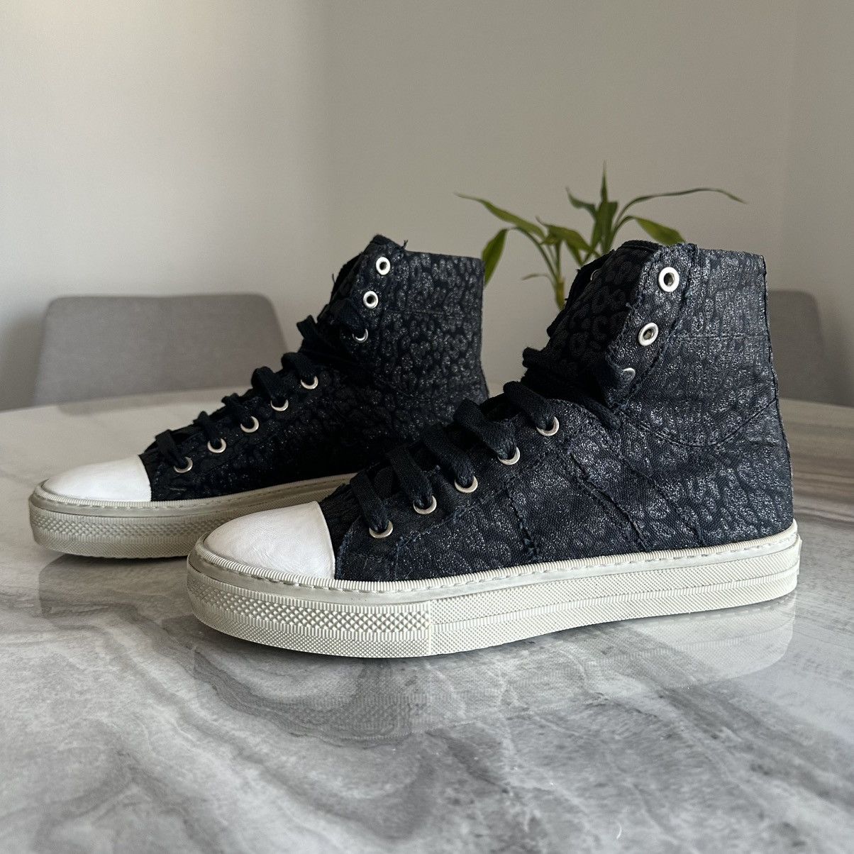 Amiri Amiri Sunset Glitter Leopard Black High Top Canvas Sneakers Size US 8 / EU 41 - 1 Thumbnail
