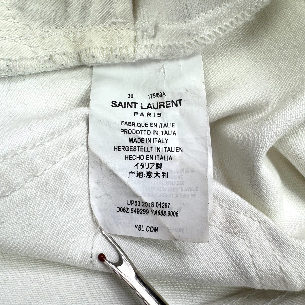 Saint Laurent Paris SAINT LAURENT PARIS SS19 WHITE D17 DENIM Size US 30 / EU 46 - 4 Thumbnail