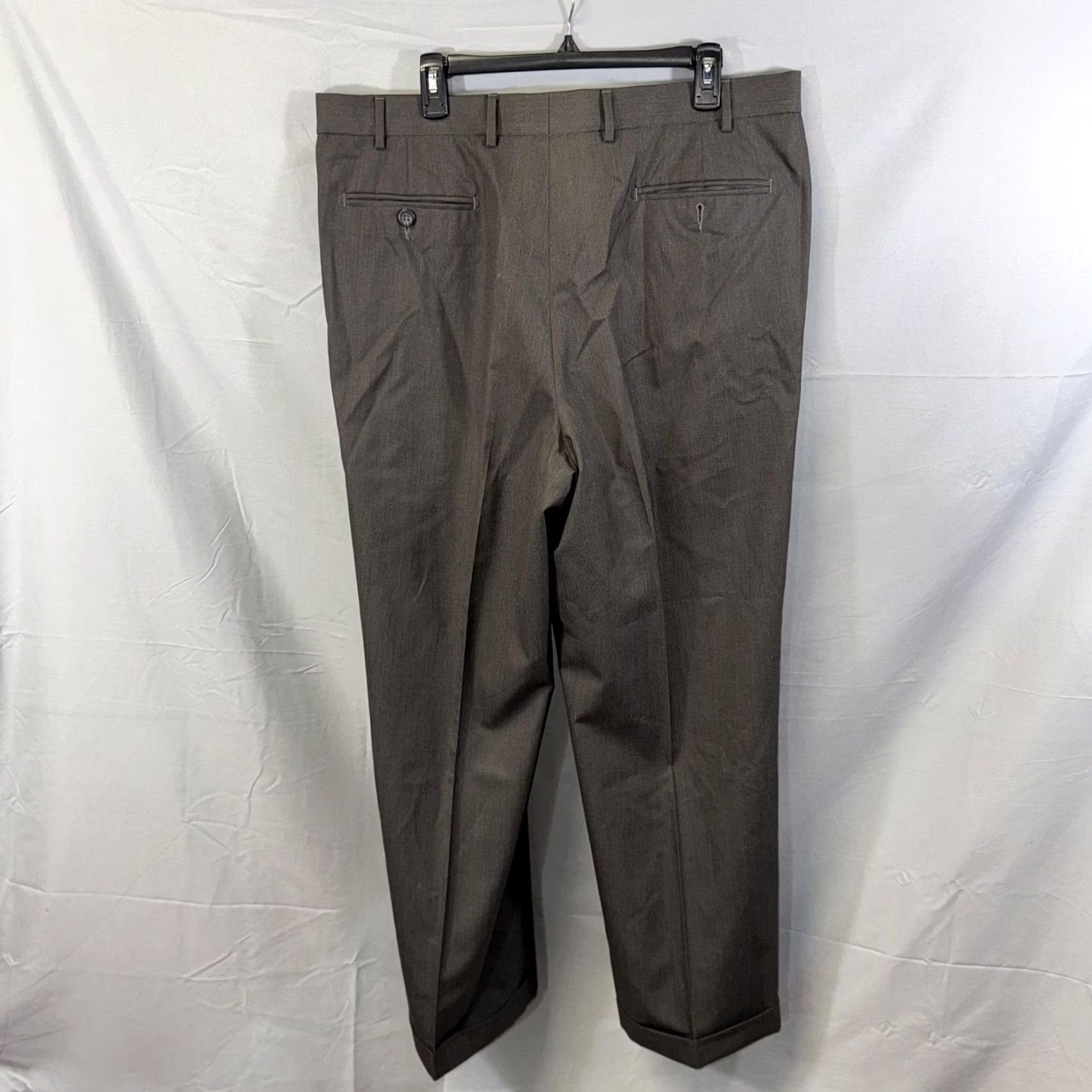 Ermenegildo Zegna Ermenegildo Zegna Dress Pants Mens 40 Wool Brown Gray Pleated Cuffed Made in Italy Mens Pants Wool Pleated Cuffed Business Formal 40s Mens Size US 38 / EU 54 - 2 Thumbnail