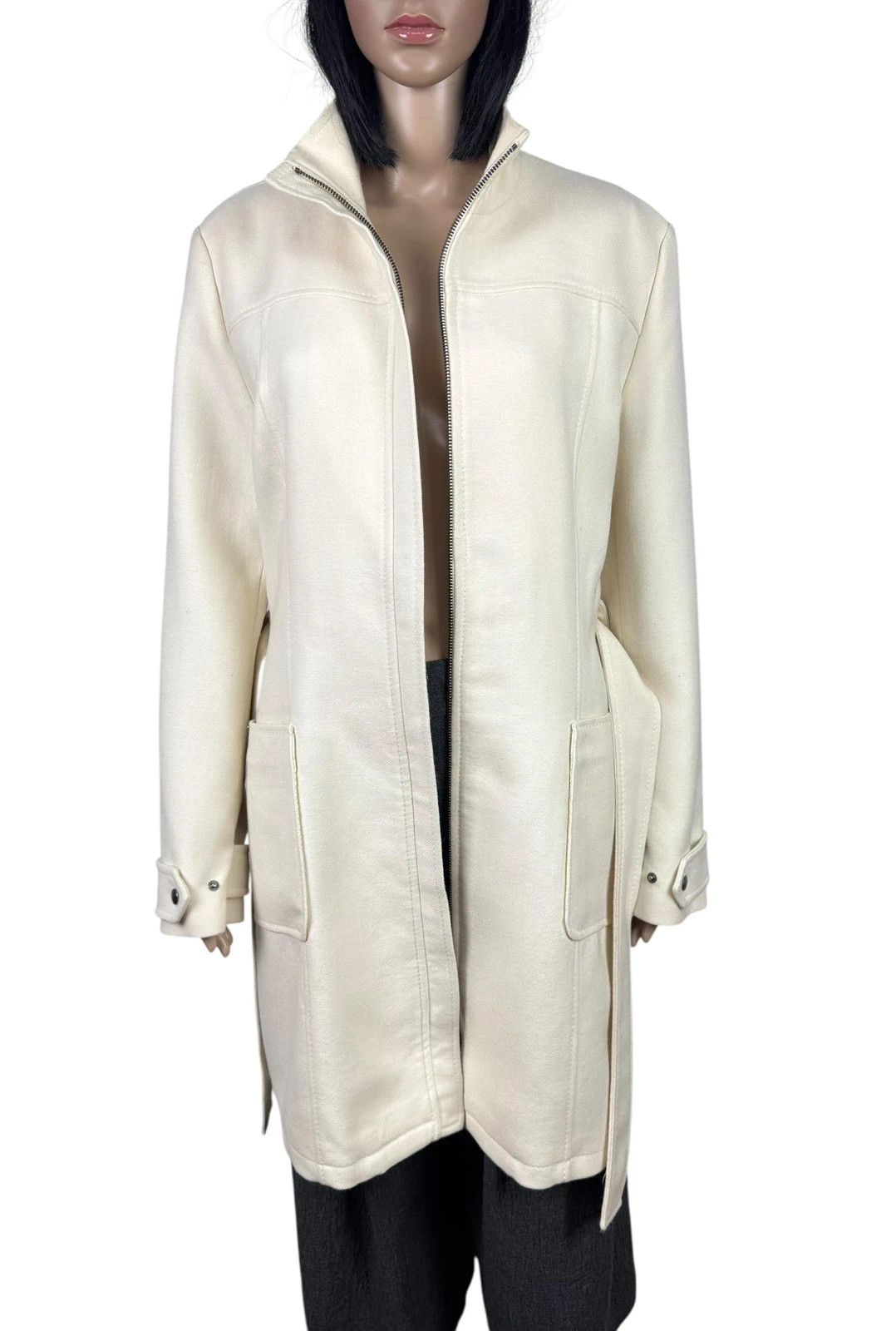 Gianfranco Ferre GF Ferre Wool Long Coat Belted Ivory size M Size M / US 6-8 / IT 42-44 - 11 Thumbnail