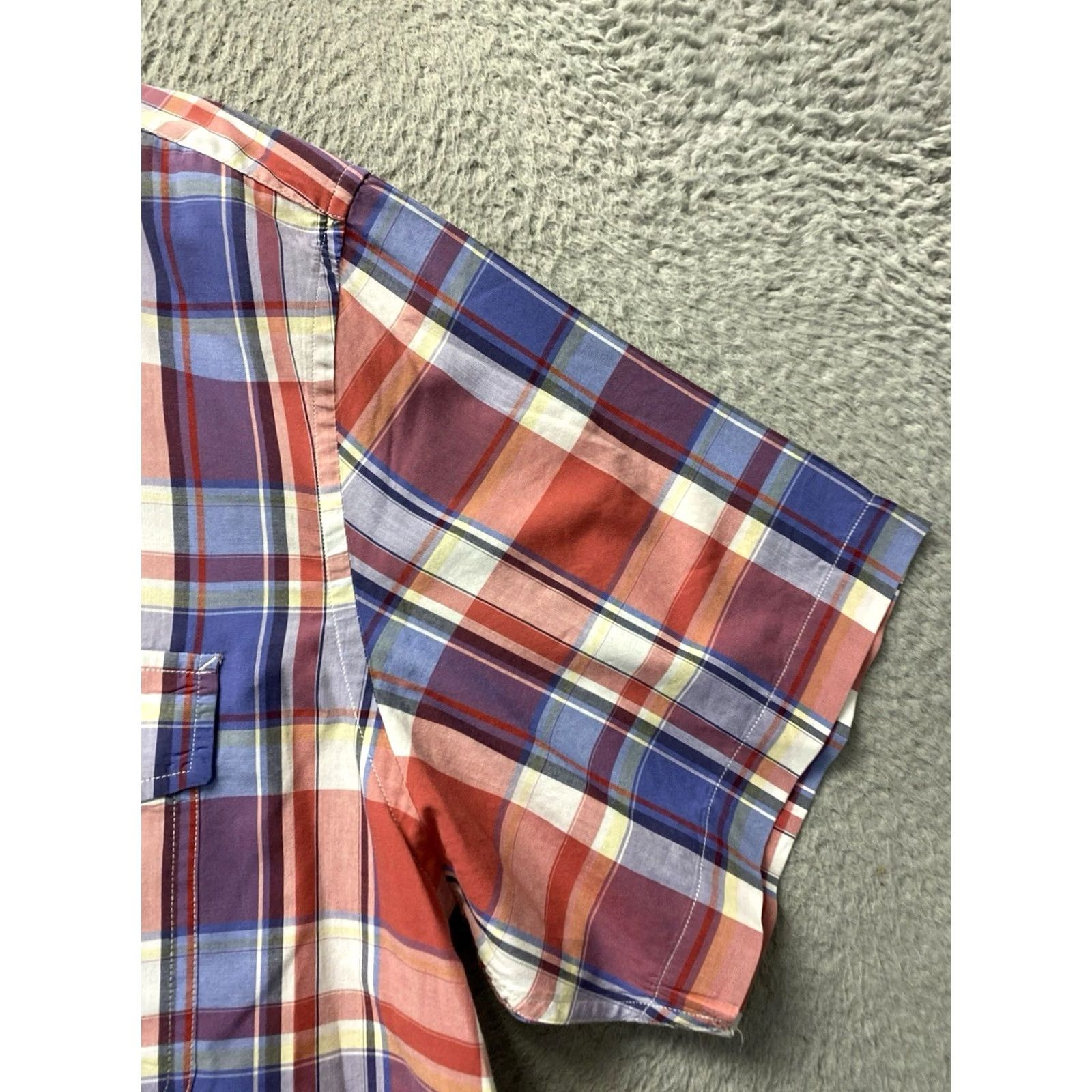 Nautica Nautica Button-Up Shirt Mens XL RED BLUE Plaid Short Sleeve Button-Down Casual Travel Size US XL / EU 56 / 4 - 5 Thumbnail