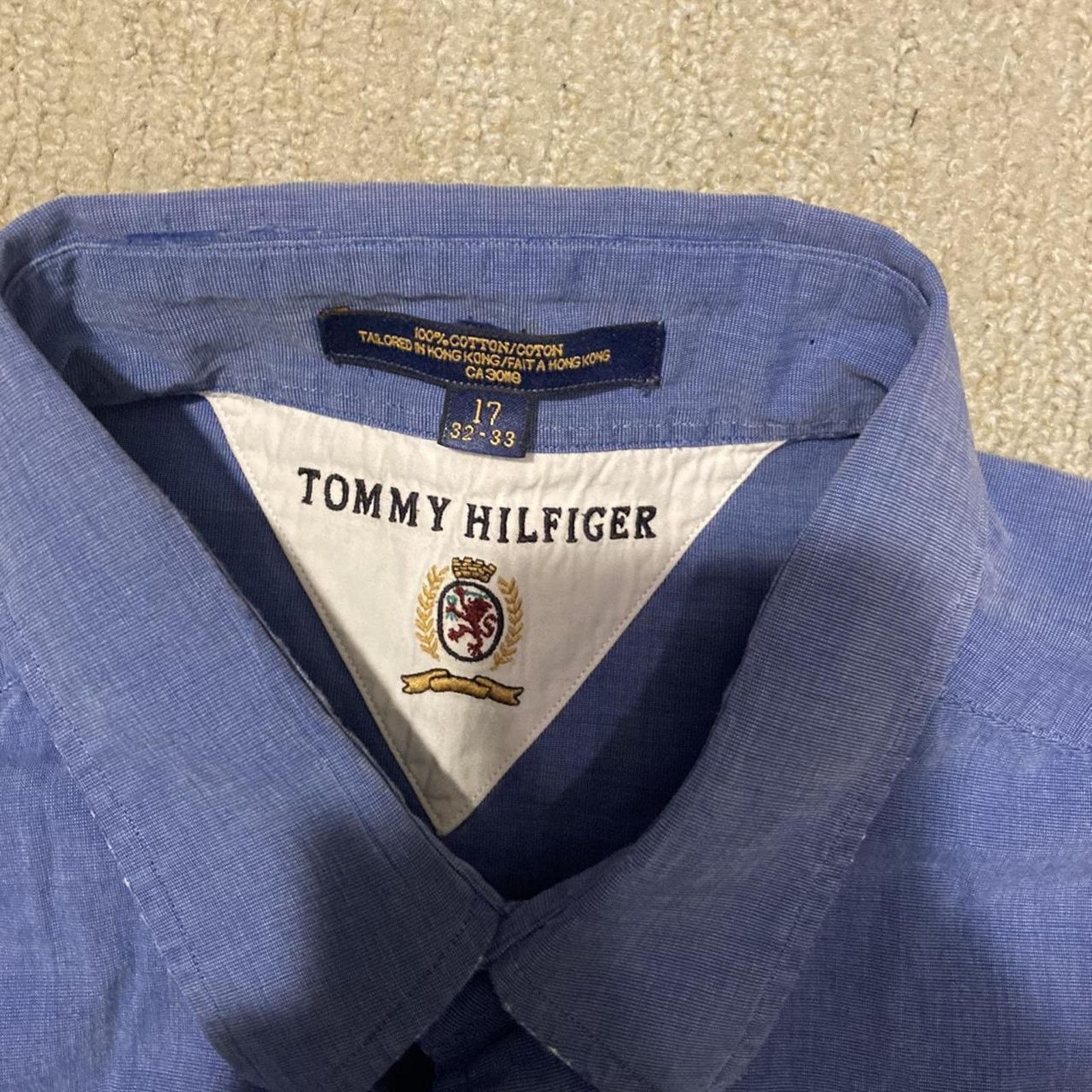 Tommy Hilfiger Tommy Hilfiger Button Down Long Sleeve Polo Sz 17 32-33 Size US L / EU 52-54 / 3 - 3 Thumbnail