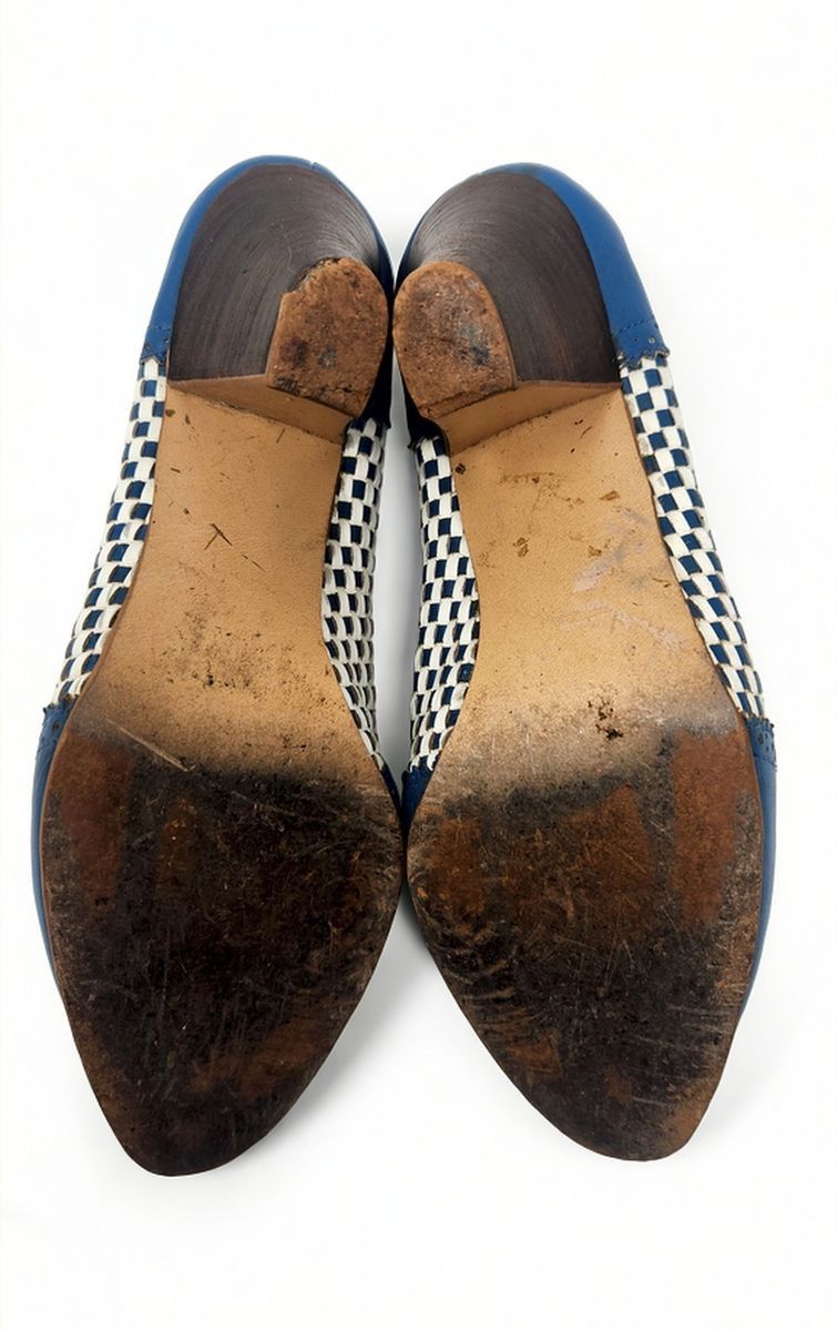 Other Latinas Vintage 80s Checkered Brogue Pumps Block Heel Sz 8.5 Size US 8.5 / IT 38.5 - 8 Thumbnail
