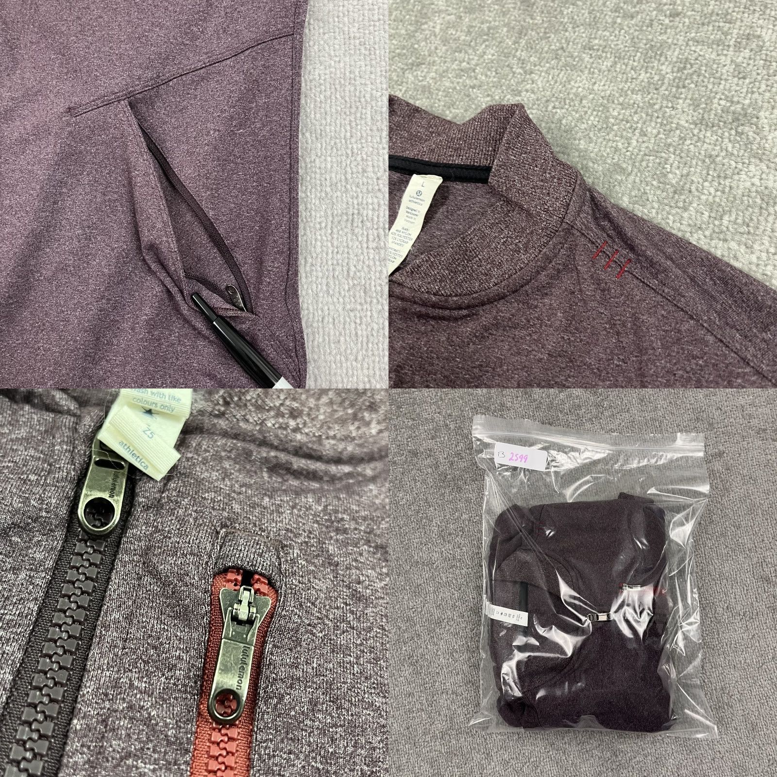 Lululemon Lululemon Jacket Mens L Heather Black Cherry Full Zip - Regular, Lightweight, Breathable, Pockets, Stand-Up Collar, Activewear, Pre Owned, Black Size US L / EU 52-54 / 3 - 8 Thumbnail